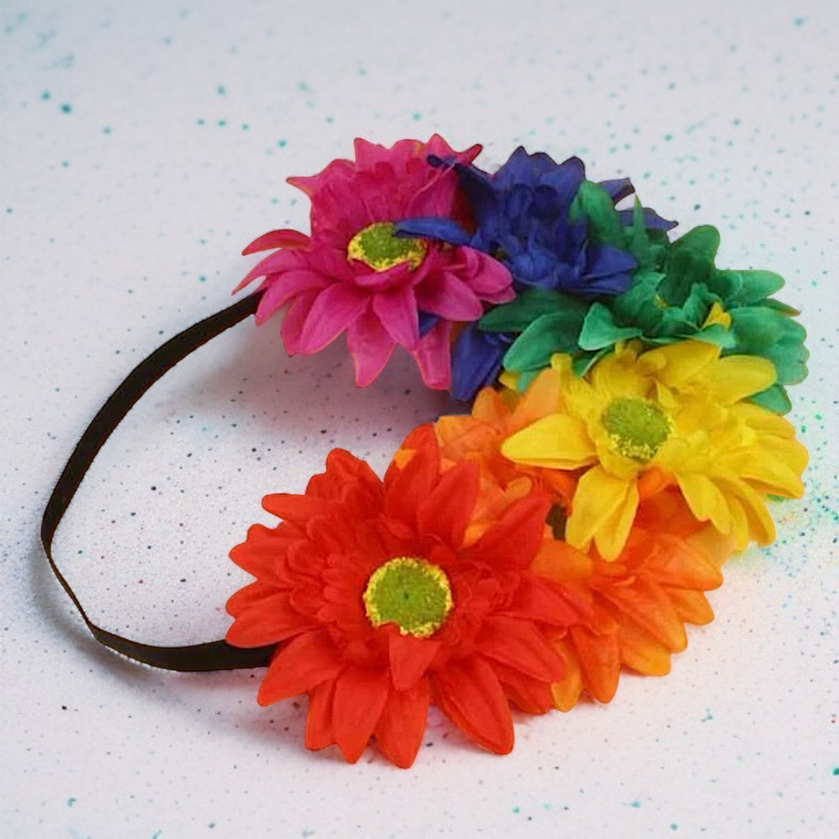 Rainbow Flower Headband - Colorful Floral Headpiece - Rhythms of Grace Creative