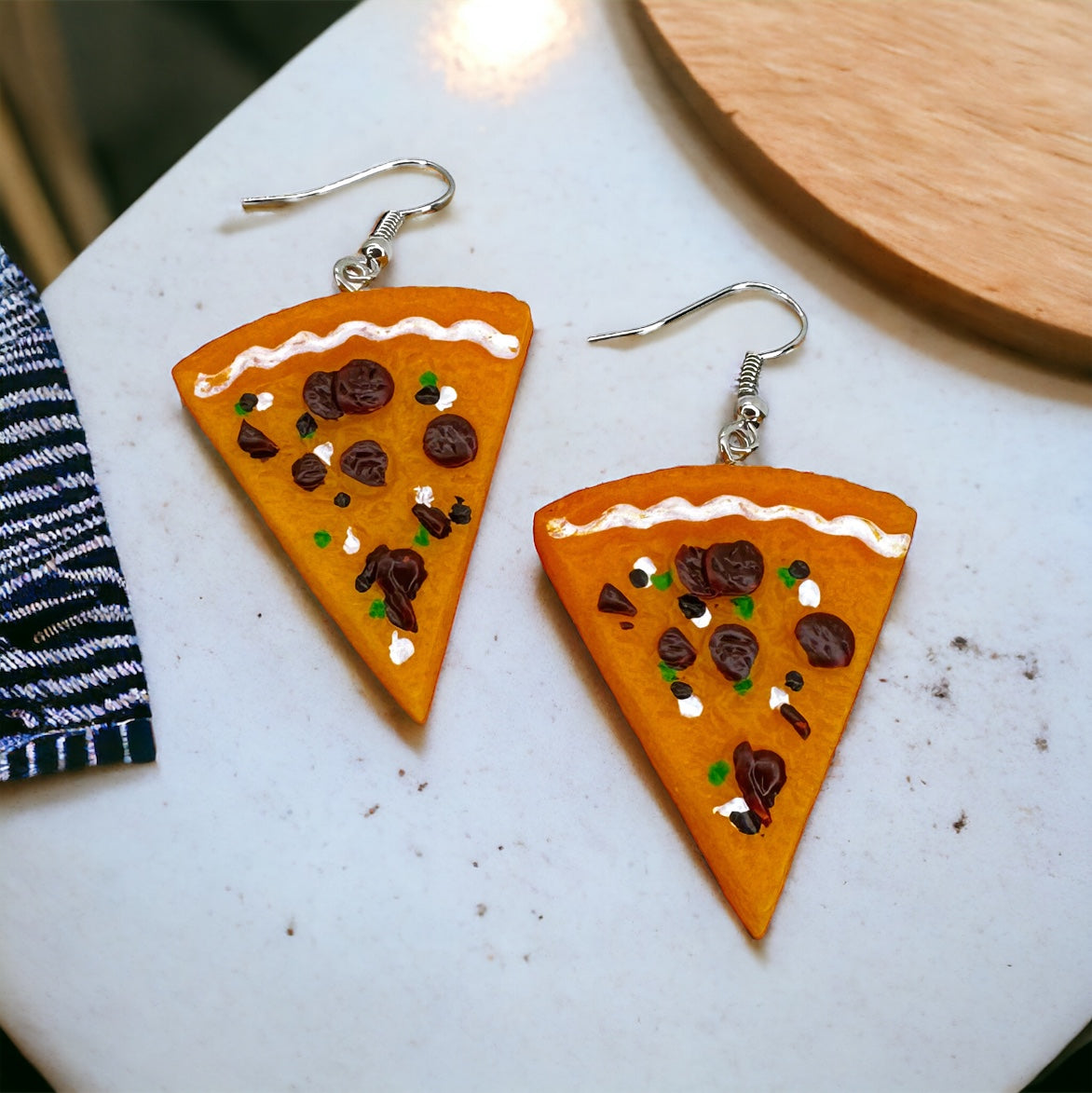 Pepperoni Pizza Slice Dangle Earrings - A Slice of Style! 🍕