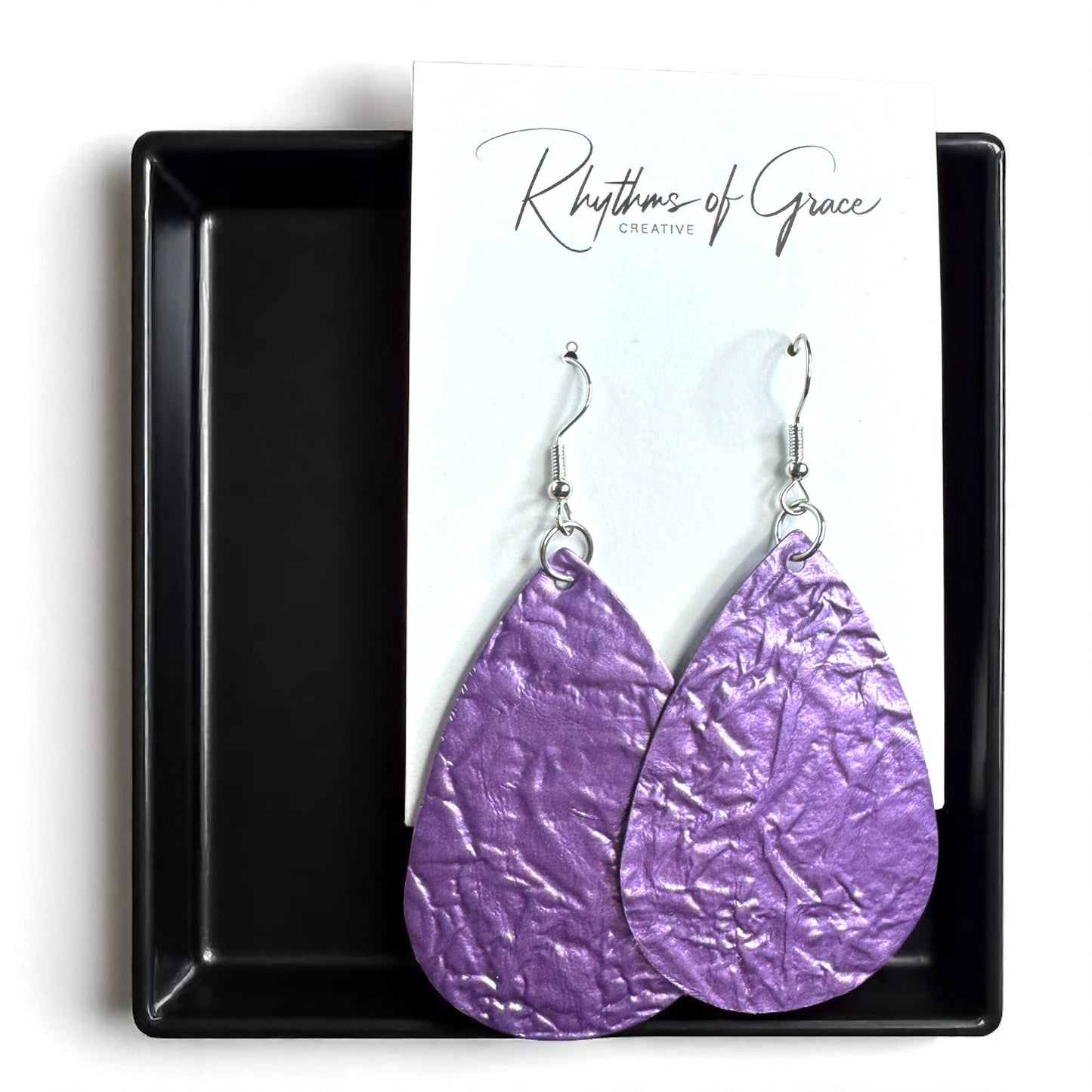 Shimmer & Shine: Metallic Purple Teardrop Earrings