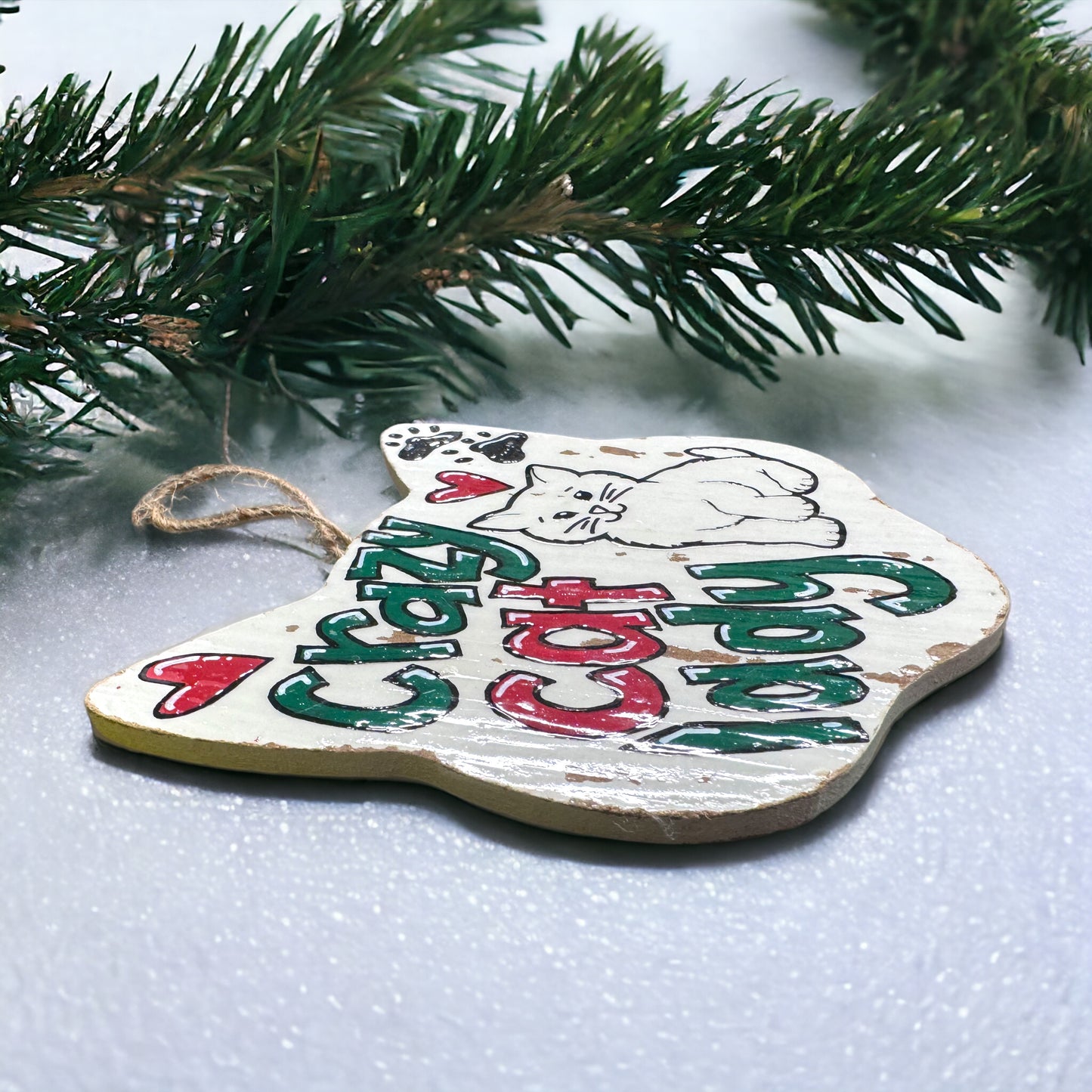 Pawsitively Purr-fect Handprinted Crazy Cat Lady Ornament
