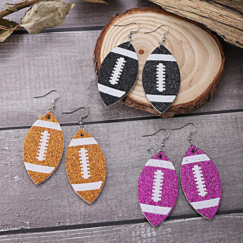 Score Big with Sparkle! Glitter Football Dangle Earrings 🏈