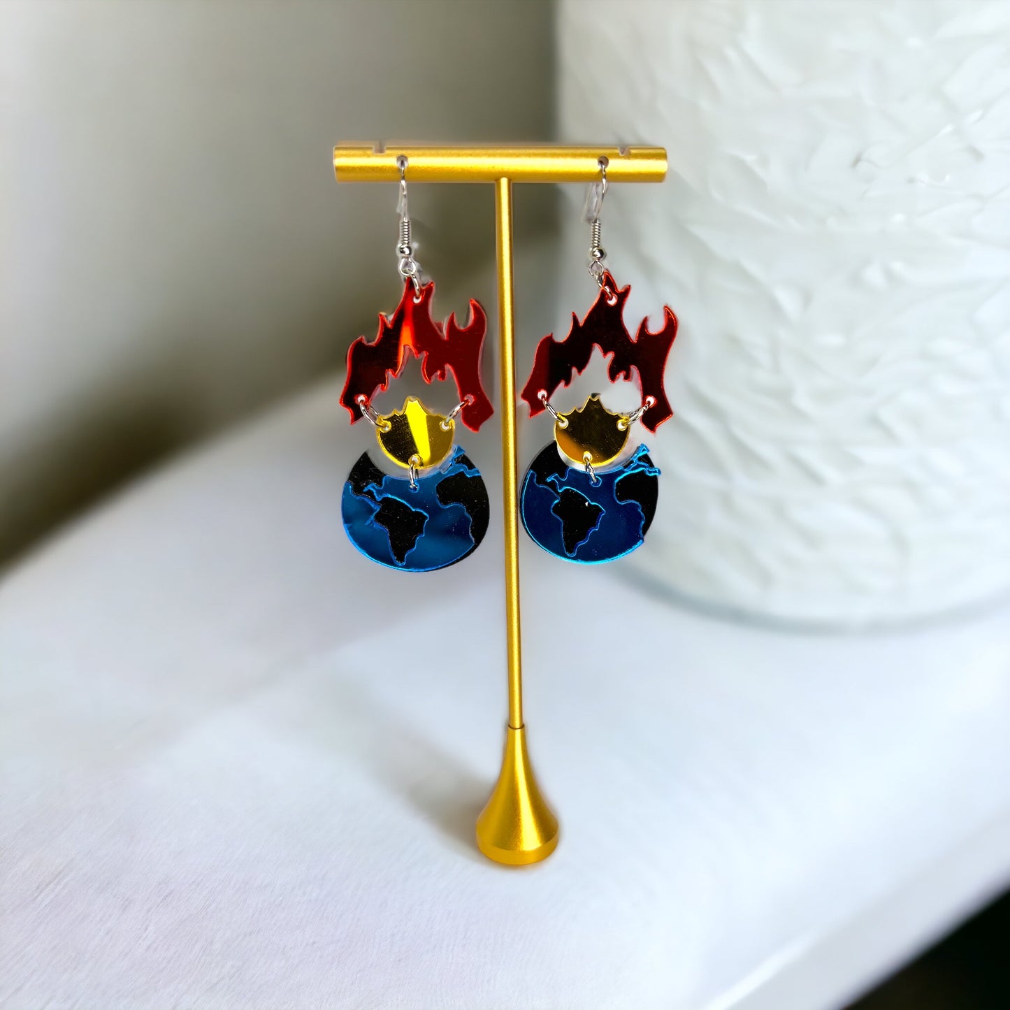 "Save Our Earth" Dangle Earrings - Fun Jewelry for Climate Control! - Rhythms of Grace Creative