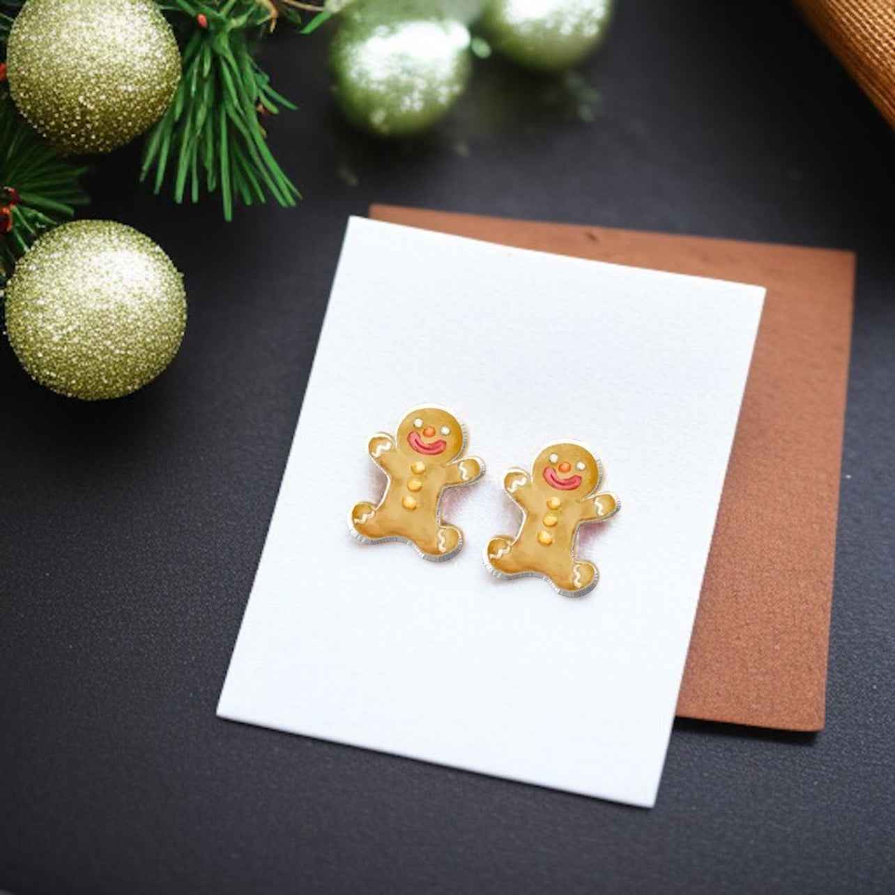 Gingerbread Man Studs - A Sweet Splash of Holiday Cheer! 🎄