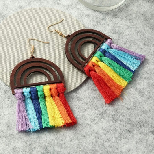 Fringe Rainbow Earrings - Fringe Earrings, PRIDE Accessories, Rainbow Accessories, Pride Parade, LGBTQ, PRIDE Parade