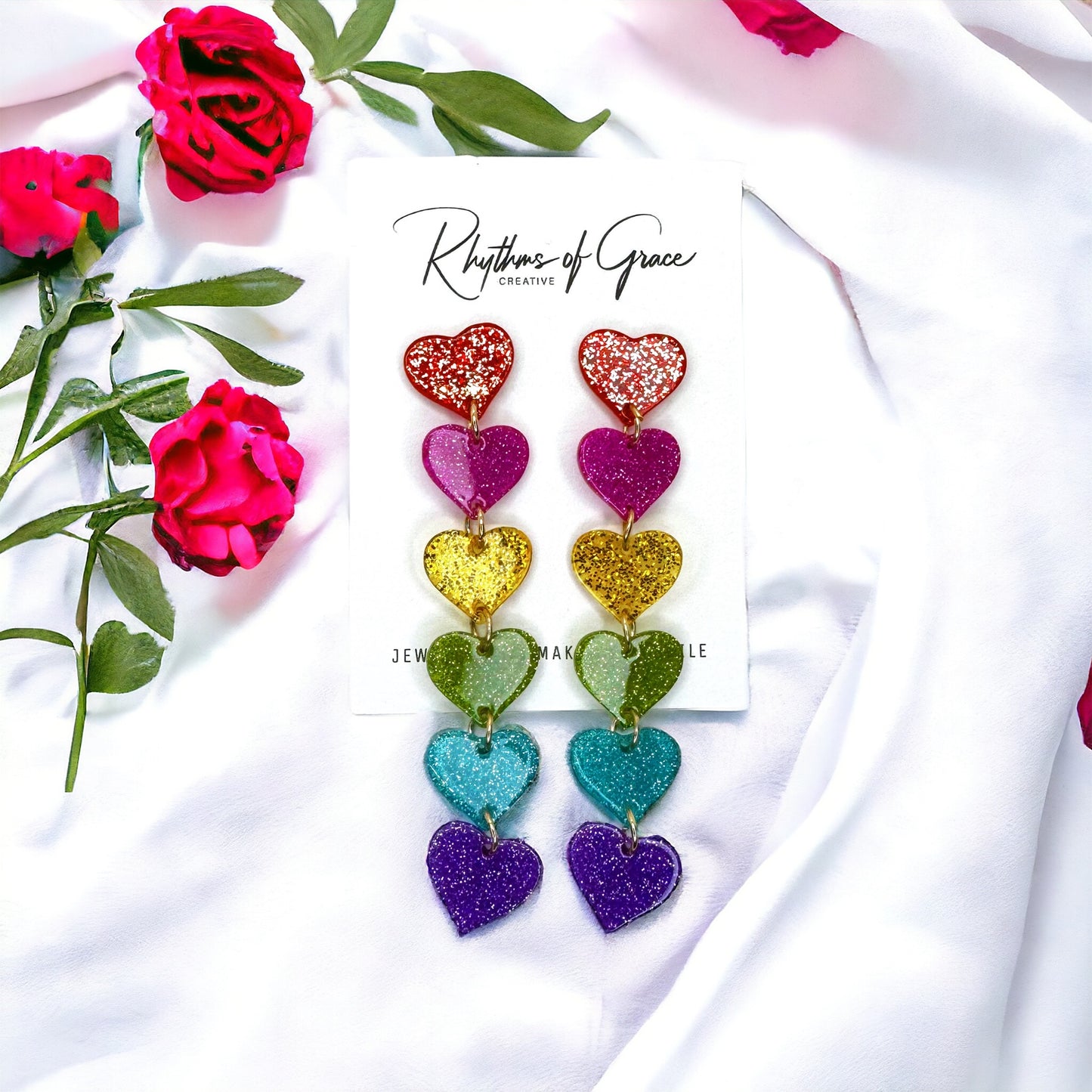 Rainbow Heart Earrings - Dazzle & Delight! 🌈