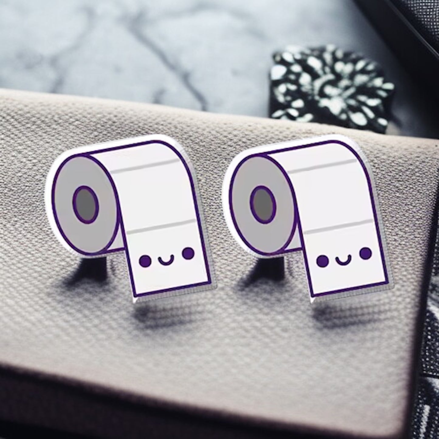 Quirky Toilet Paper Stud Earrings - Humor for Your Ears!