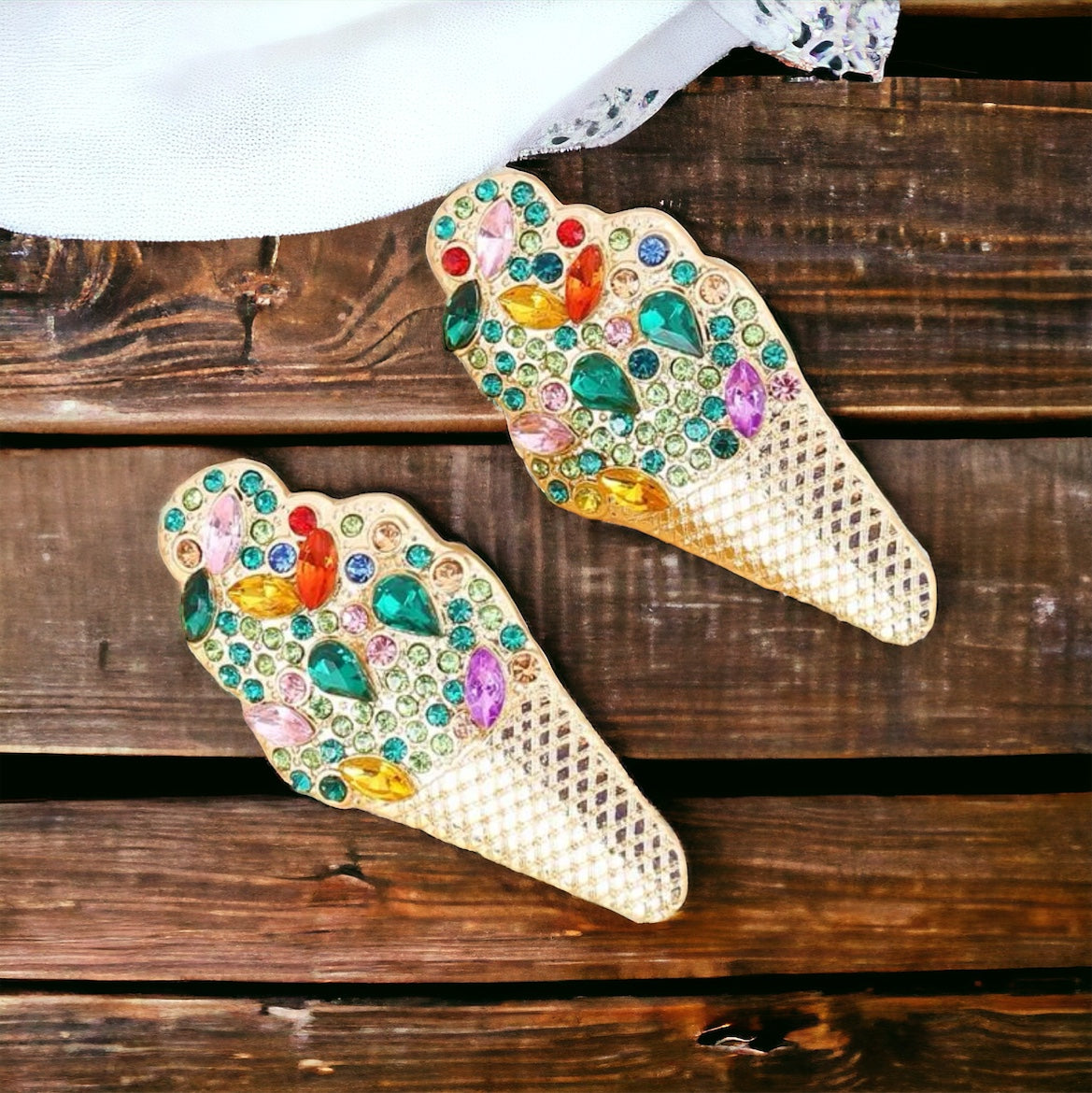 Sweeten Your Style with Our Rhinestone Ice Cream Earrings! 🍦