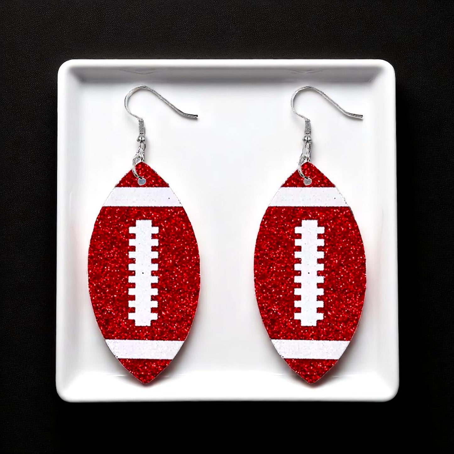 Score Big with Sparkle! Glitter Football Dangle Earrings 🏈