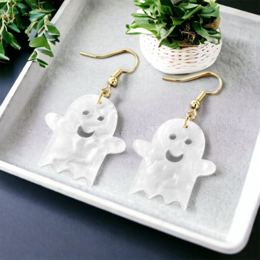 Ghost Earrings - Halloween Accessories , Halloween Earrings, White Ghost, Ghost Accessories, Halloween Teacher - Rhythms of Grace Creative