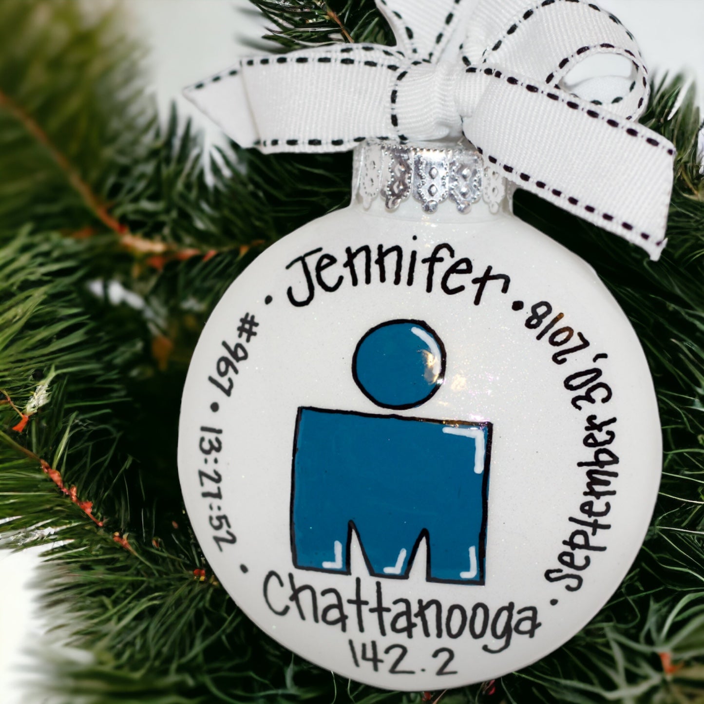 Custom Race Ornament - Marathon Ornament, Triathlon Ornament, Christmas Ornament, Holiday Ornament, Runner Ornament, Running Club, 5K, Race - Rhythms of Grace Creative