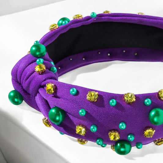 Dazzling Mardi Gras Headband - Vibrant Purple, Green, & Gold 🎭