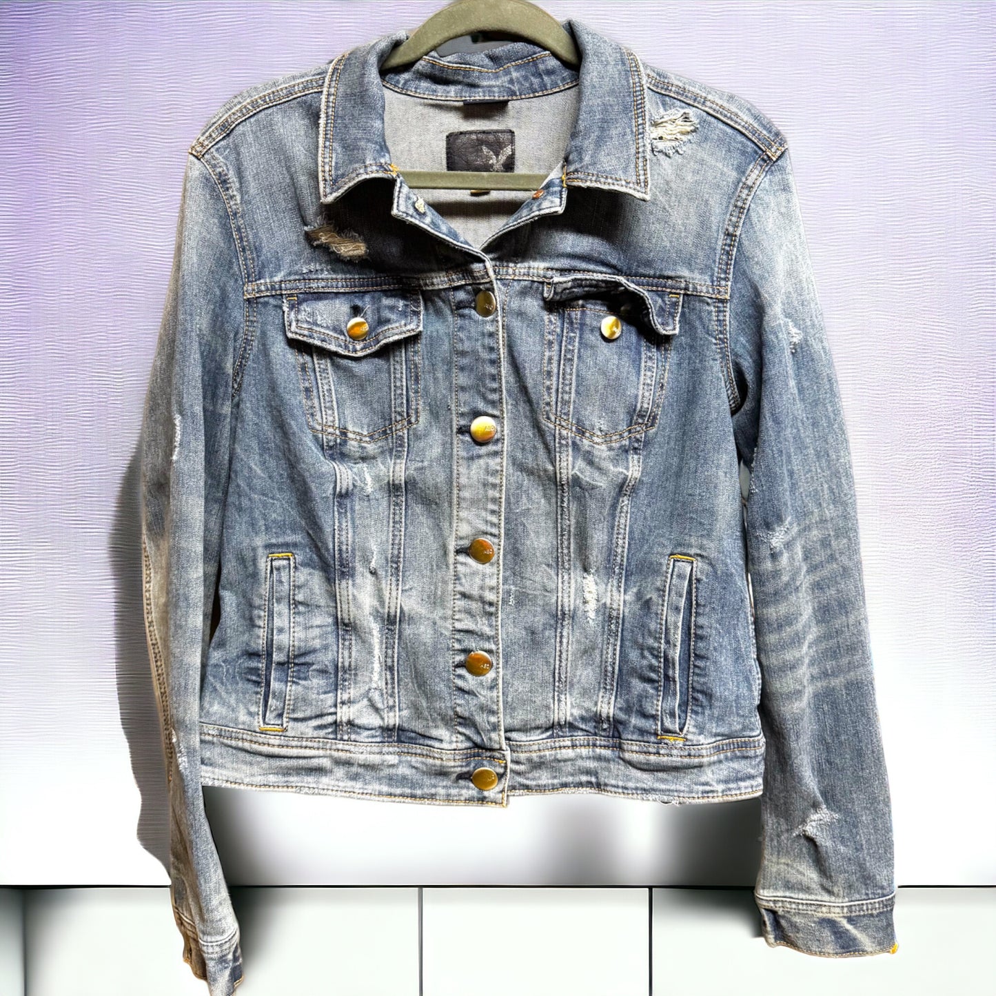 Hand Painted Jean Jacket: “On My Fest Behavior”, Jazz Fest, Festival, Hand Painted, Music Concert, Rainbow Jacket