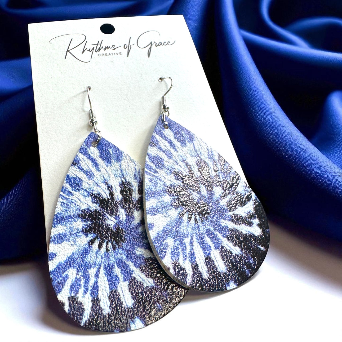 Blue Tie Dyed Teardrop Earrings – Chill Vibes Only 💙