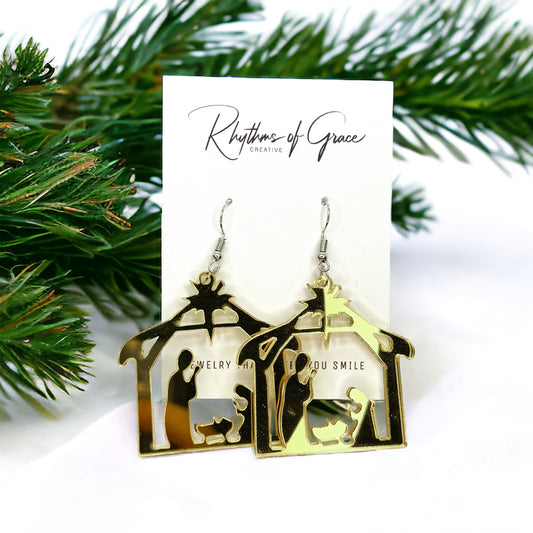 Nativity Earrings - Christmas Accessories, Christmas Earrings, Jesus, Nativity Scene
