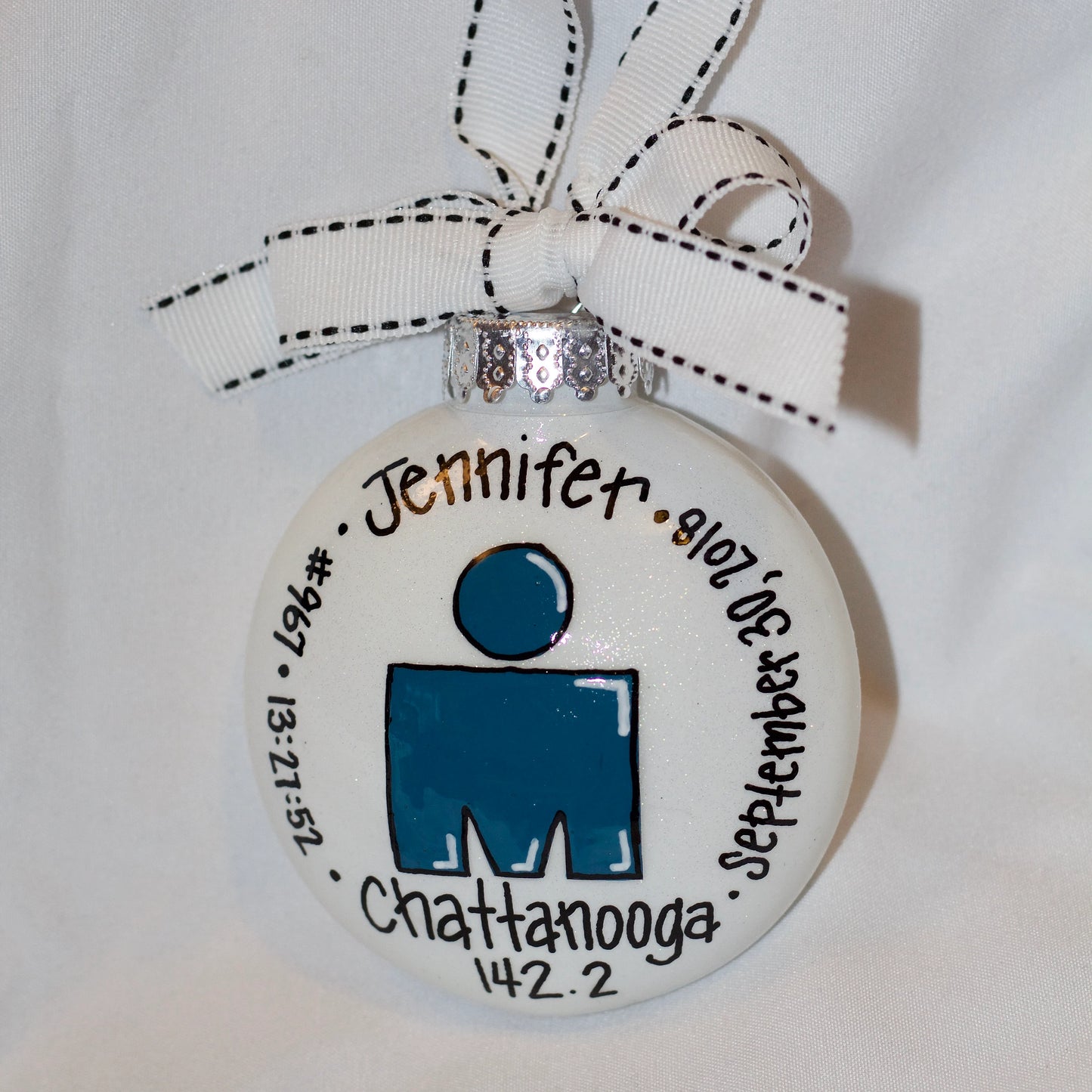 Custom Hand-Painted Triathlon Ornament - Personalized Runner Holiday Decoration