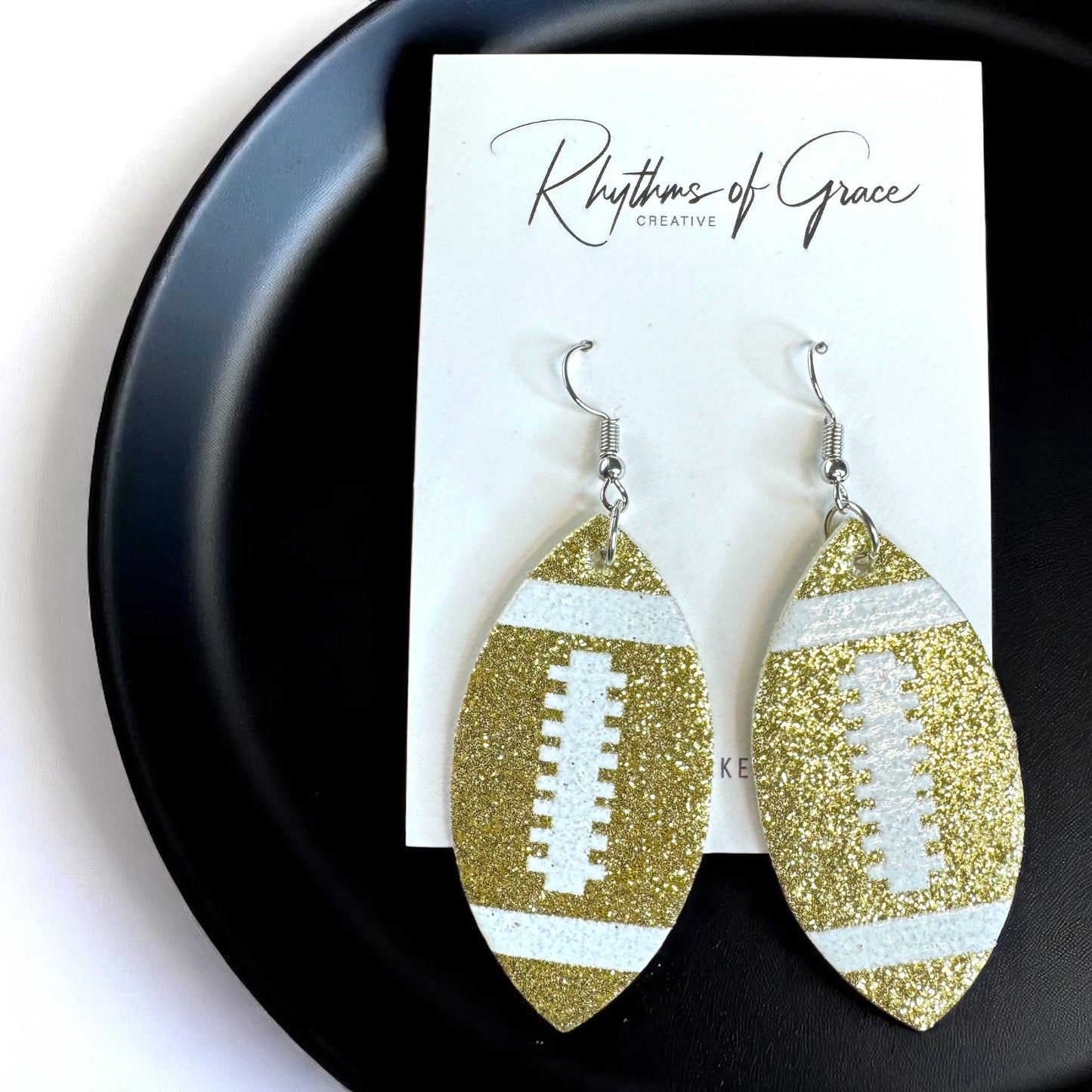 Score Big with Sparkle! Glitter Football Dangle Earrings 🏈