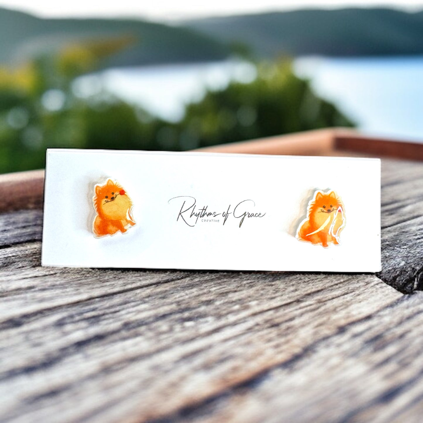 Charming Pomeranian Stud Earrings – Heartfelt Edition!