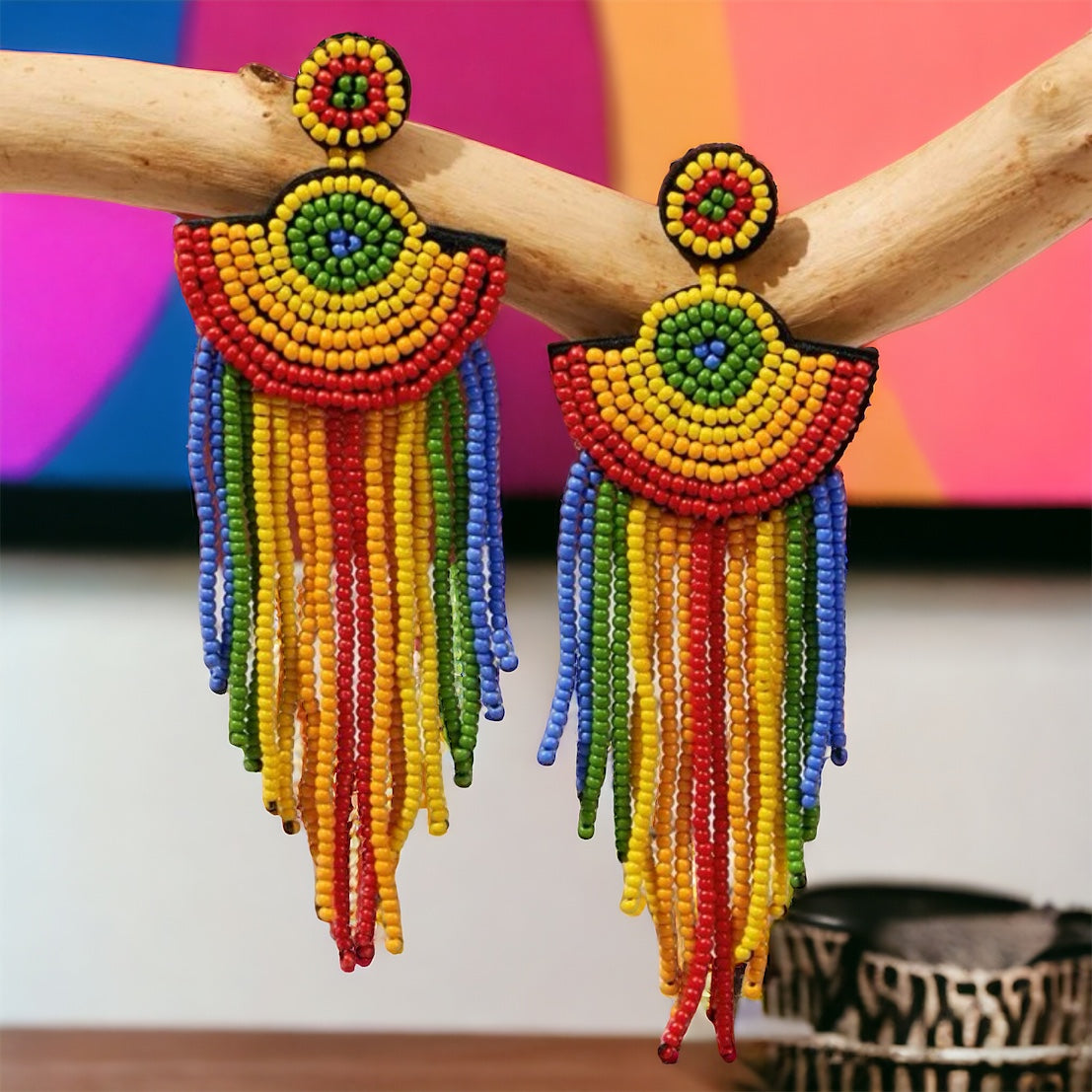 Rainbow Radiance: Boho Chic Beaded Earrings for Every Celebration!