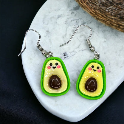 Avocado Earrings - Handmade Earrings, Handmade Jewelry, Food Earrings, Food Jewelry, Avocado Jewelry, Dangle Earrings, Guacamole
