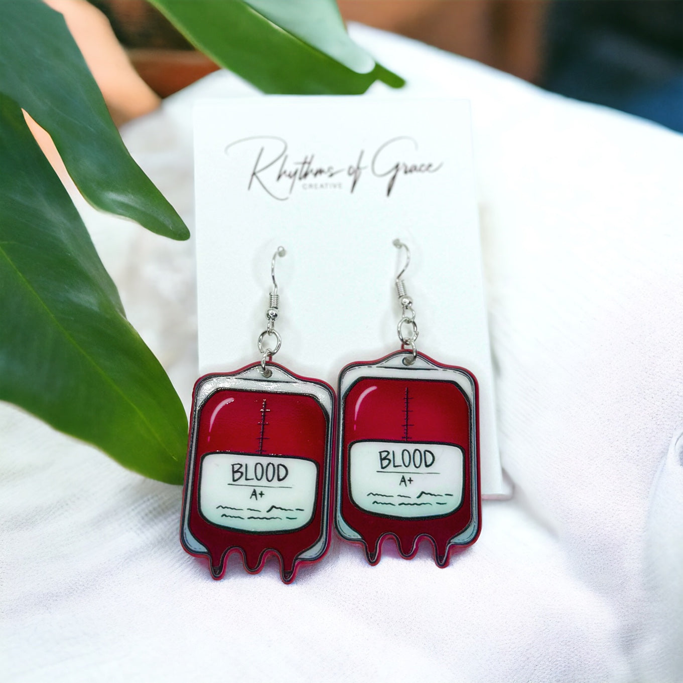 Blood Bag Dangle Earrings - Quirky and Unique Statement Jewelry for Medical Enthusiasts