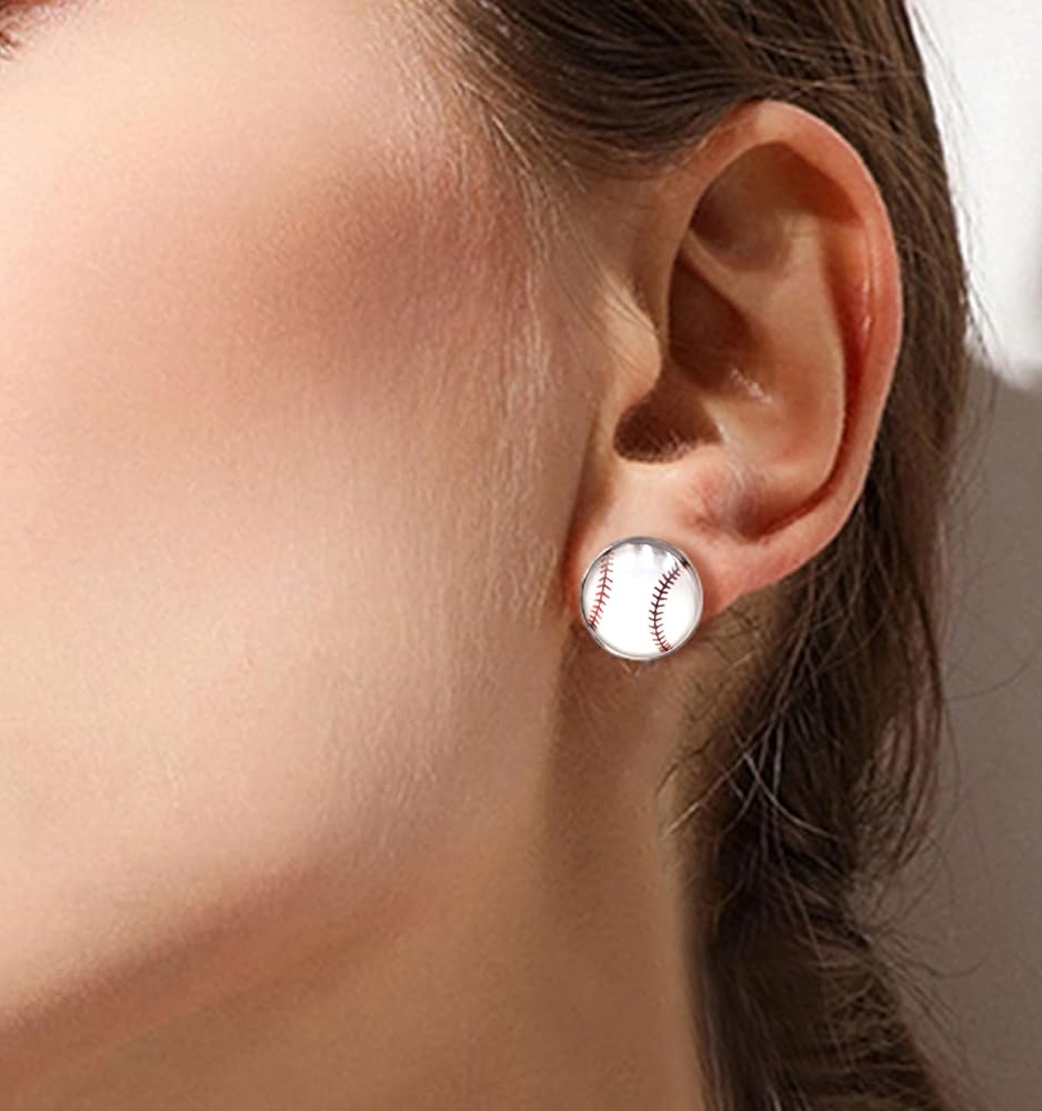 Hit a Style Home Run with Baseball Cabochon Stud Earrings! ⚾️