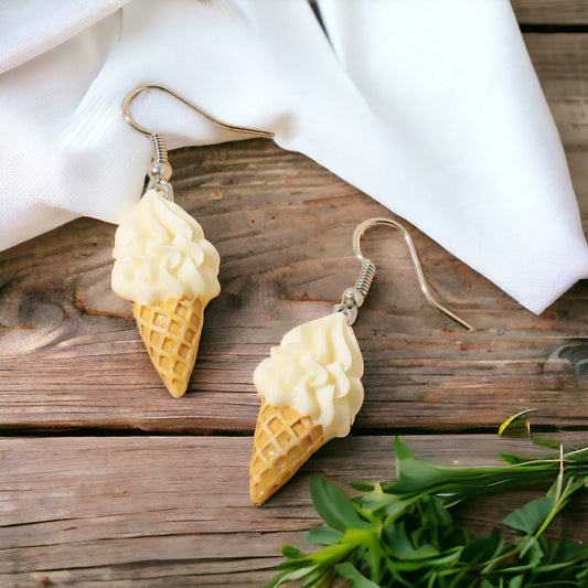 Ice Cream Earrings - Ice Cream Cone, Birthday Earrings, Handmade Jewelry, Ice Cream Jewelry, Food Earrings