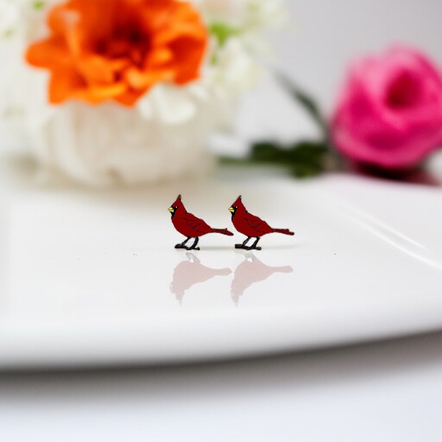 Whimsical Red Cardinal Stud Earrings: Adorable Nature-Inspired Charm!