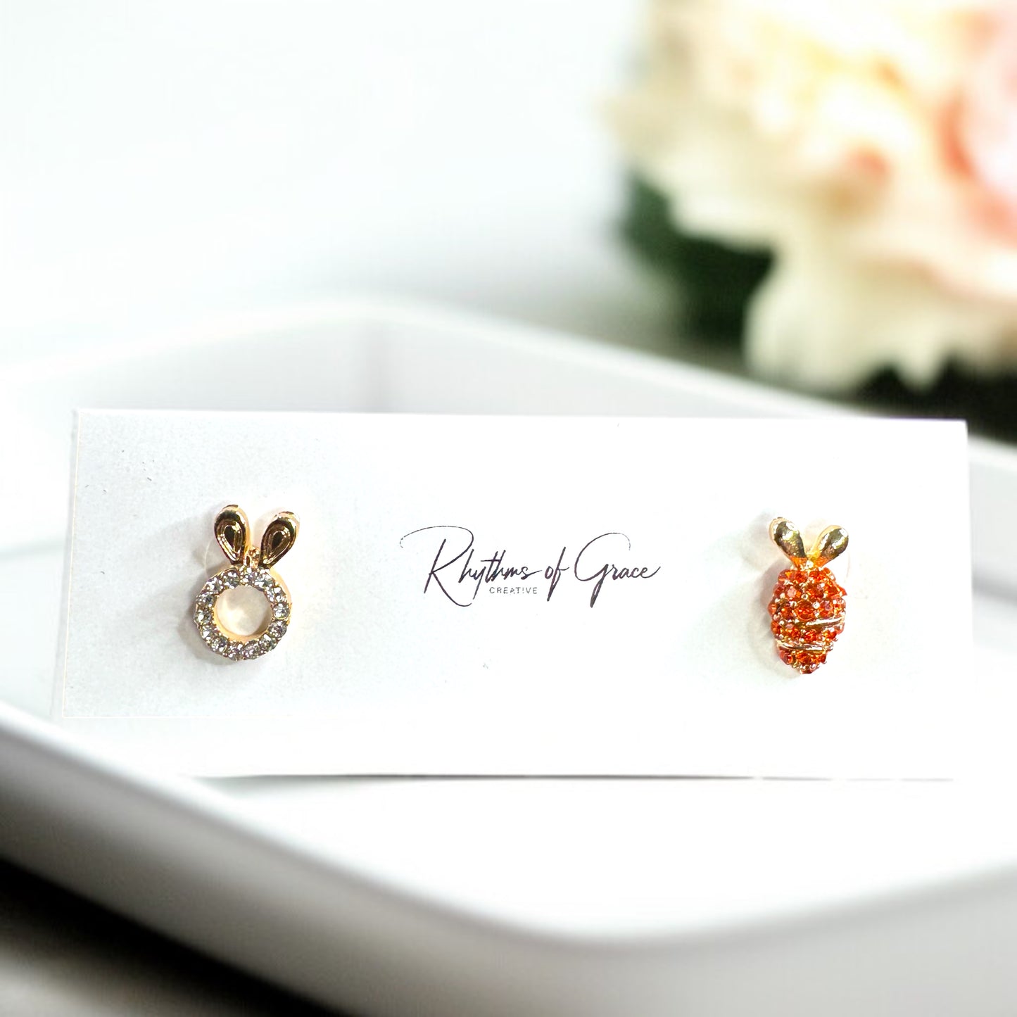 Hop into Easter Sparkle: Rhinestone Stud Earrings