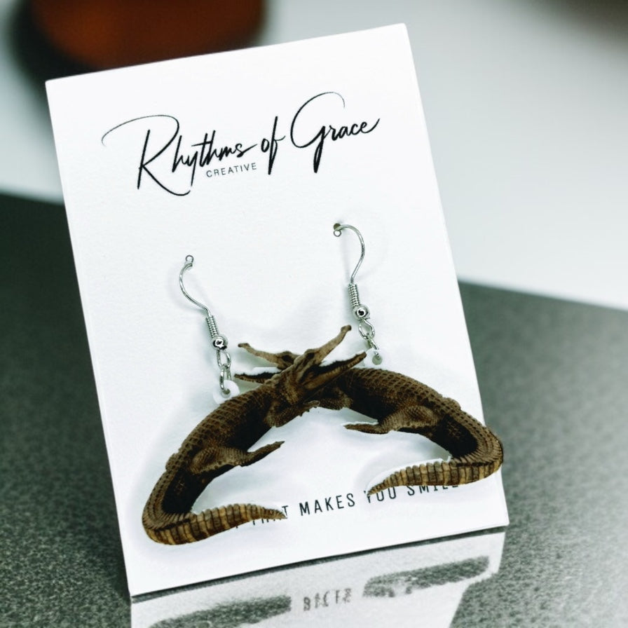 Unleash Your Wild Style with Fierce Alligator Dangle Earrings!