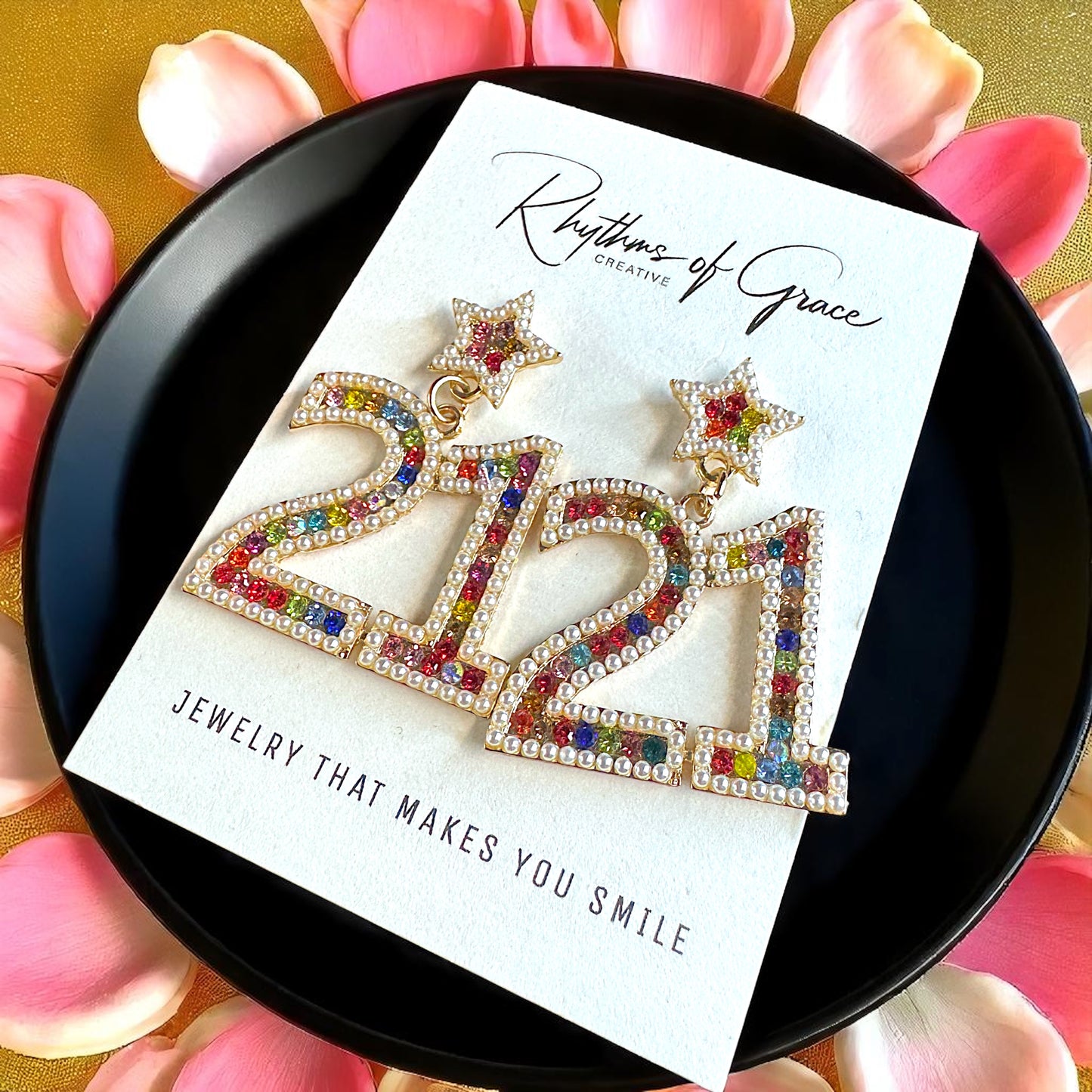 Sparkle into 21 with Our Rhinestone “21” Dangle Earrings!