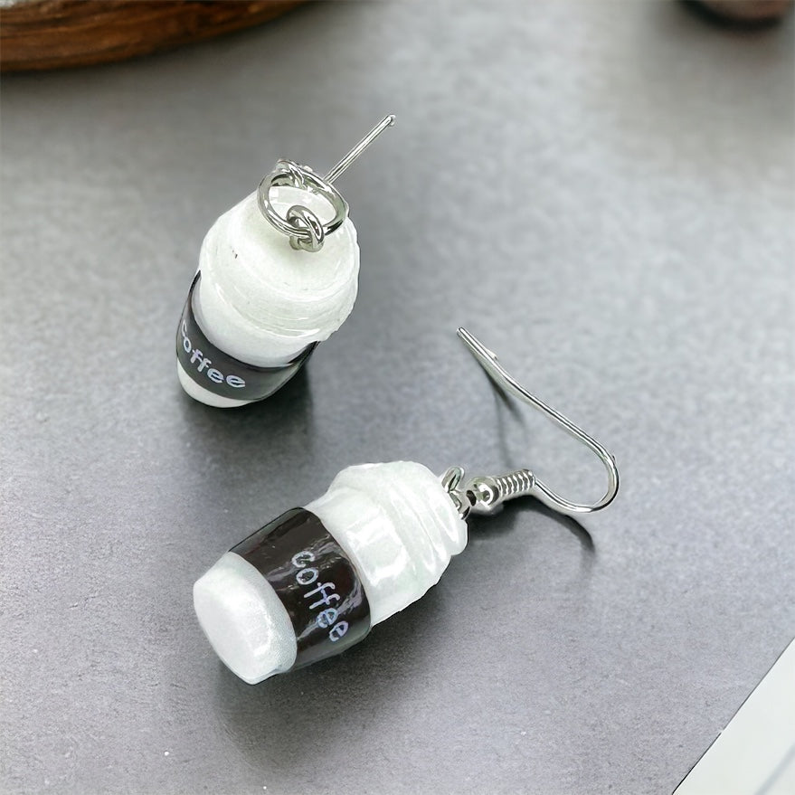 Brew-tiful Vibes: Coffee Cup Dangle Earrings for Caffeine Queens & Cold Brew Babes!☕