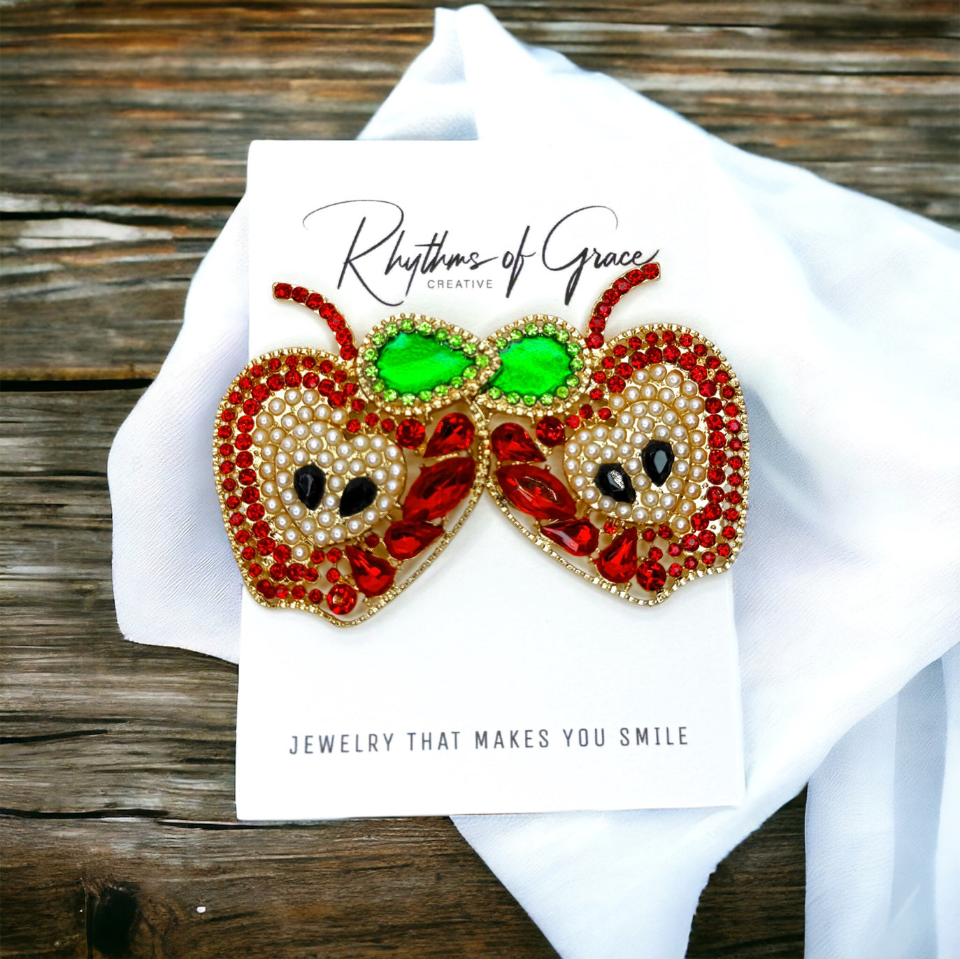 Sparkle into Back-to-School Season: Oversized Rhinestone Apple Dangle Earrings 🍎