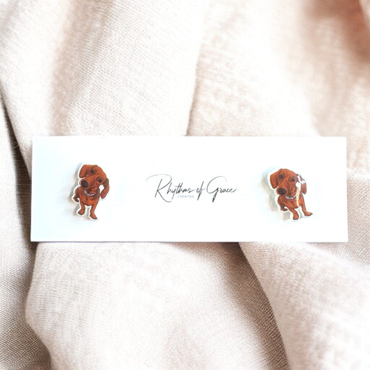 Dachshund Delight: Weenie Dog Stud Earrings! 🐾