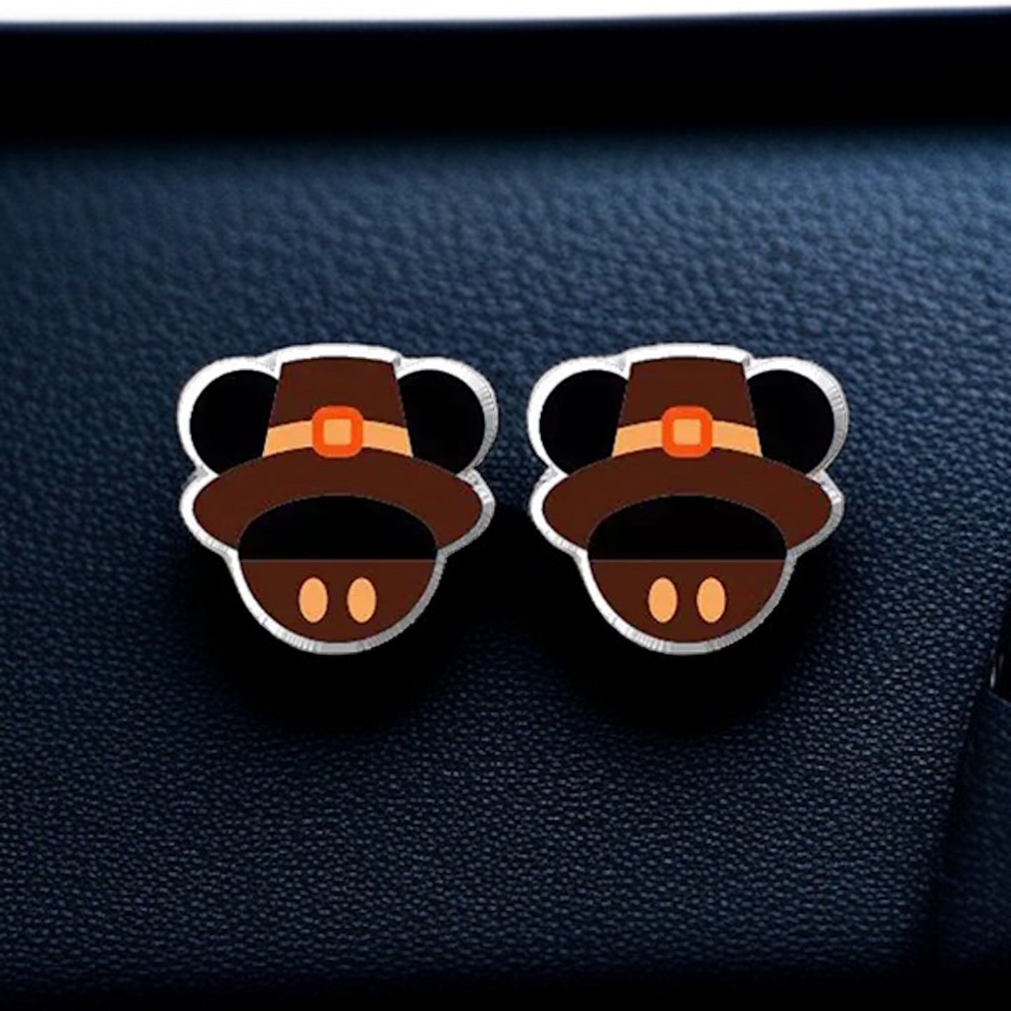 Thanksgiving Chic: Adorable Mouse Ears Pilgrim Hat Stud Earrings!