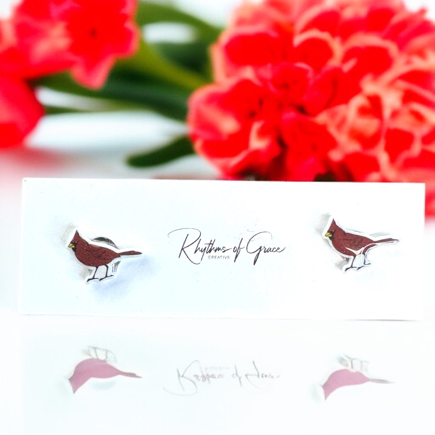Whimsical Red Cardinal Stud Earrings: Adorable Nature-Inspired Charm!