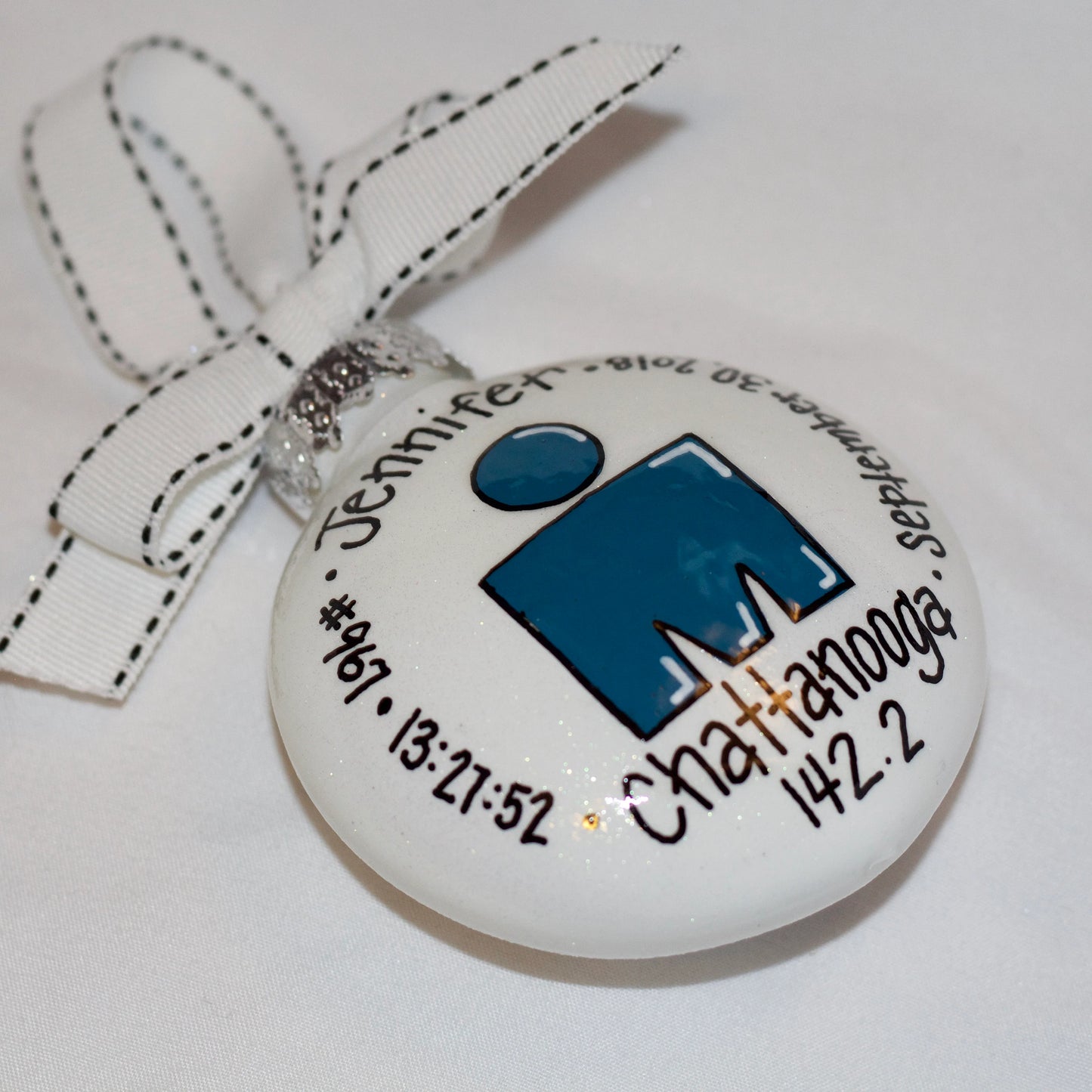 Custom Hand-Painted Triathlon Ornament - Personalized Runner Holiday Decoration