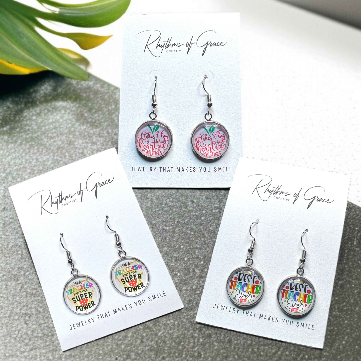 Inspire & Shine with Teacher Cabochon Dangle Earrings!