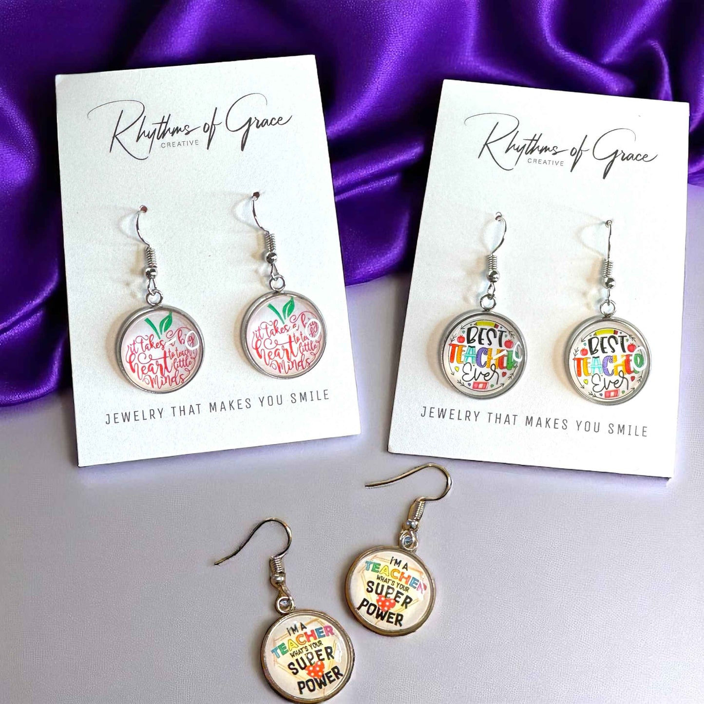 Inspire & Shine with Teacher Cabochon Dangle Earrings!