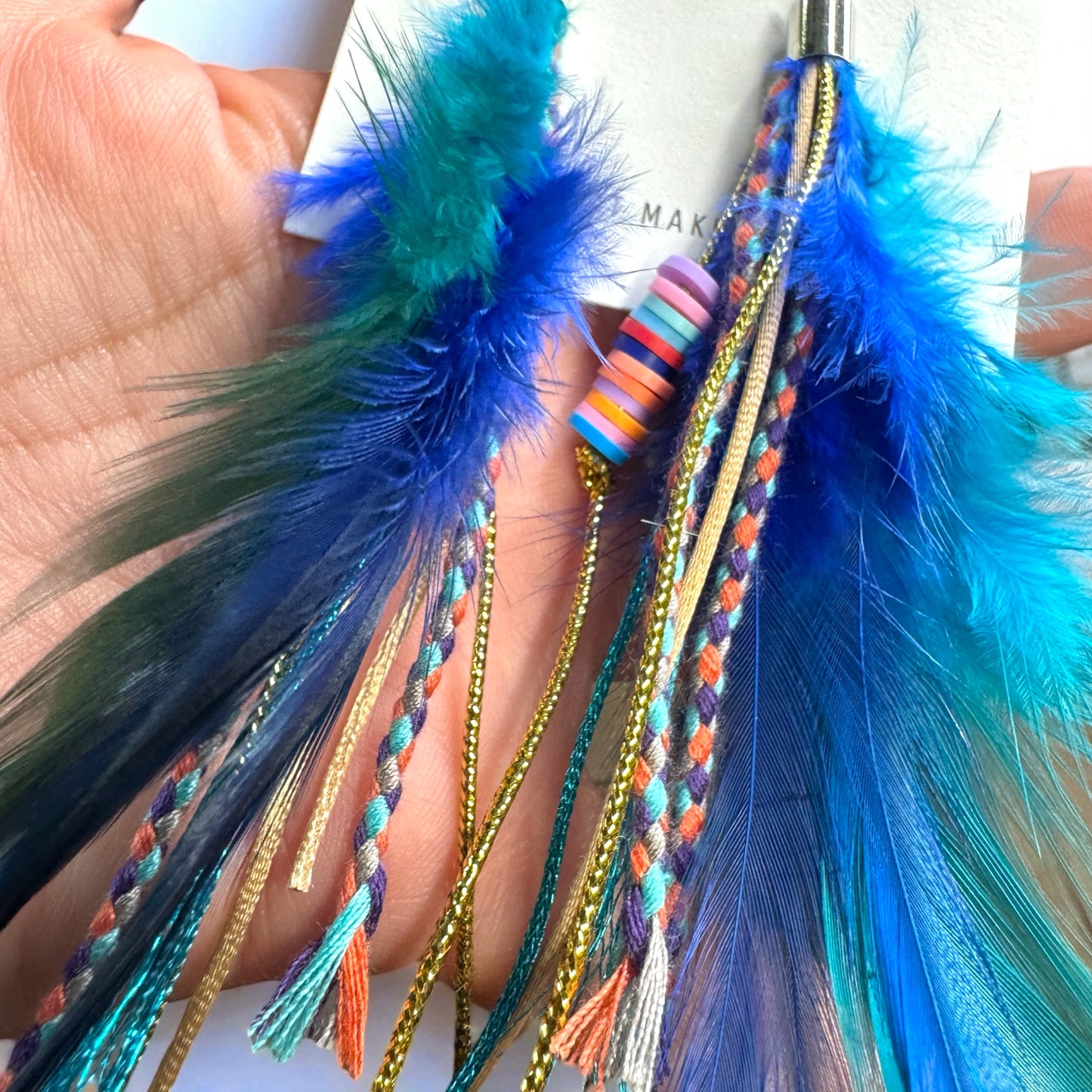 Colorful Boho Chic Feather & Beaded Tassel Dangle Earrings – Two Gorgeous Color Combos!