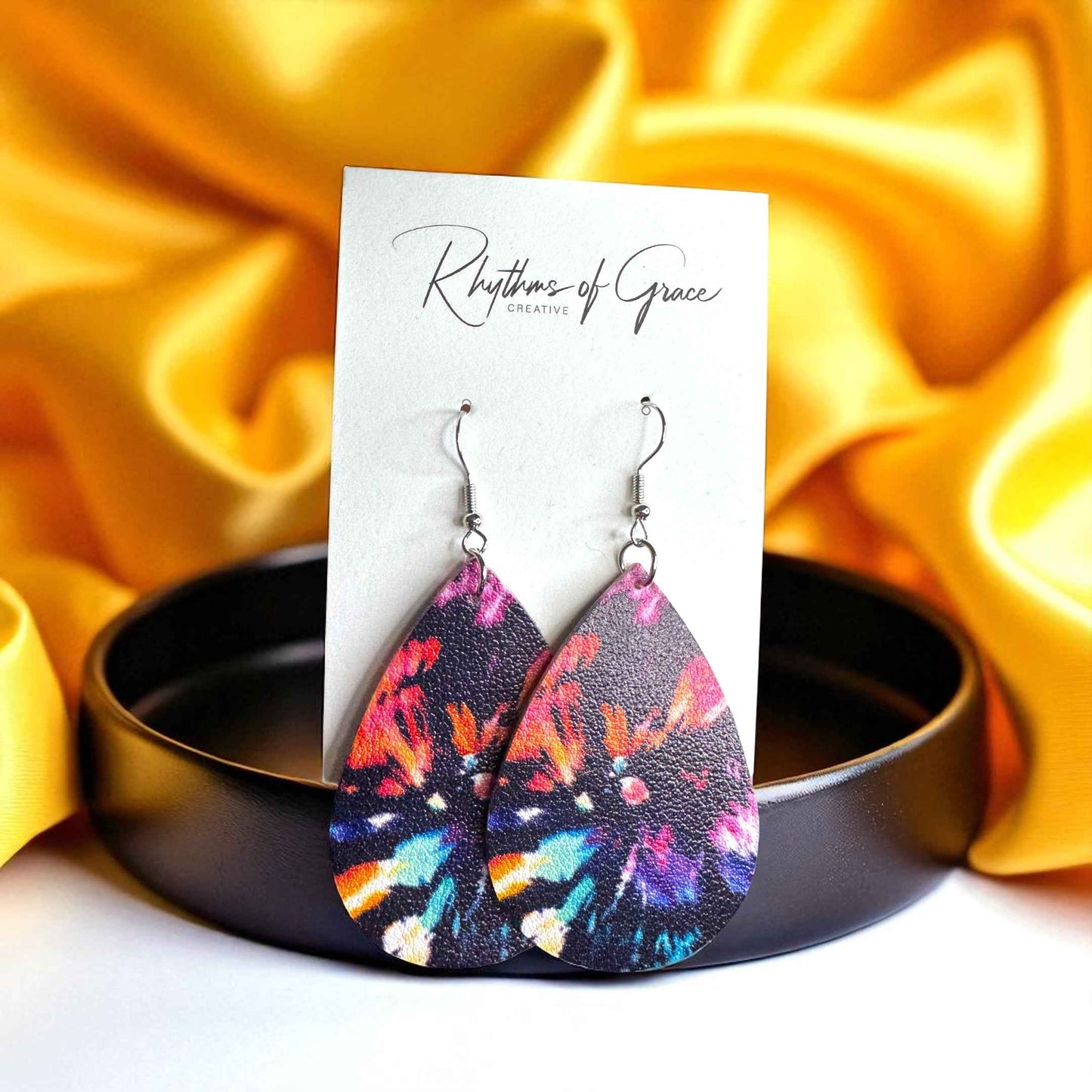 Tie Dyed Teardrop Earrings – Boho Bold & Bright! 🌈