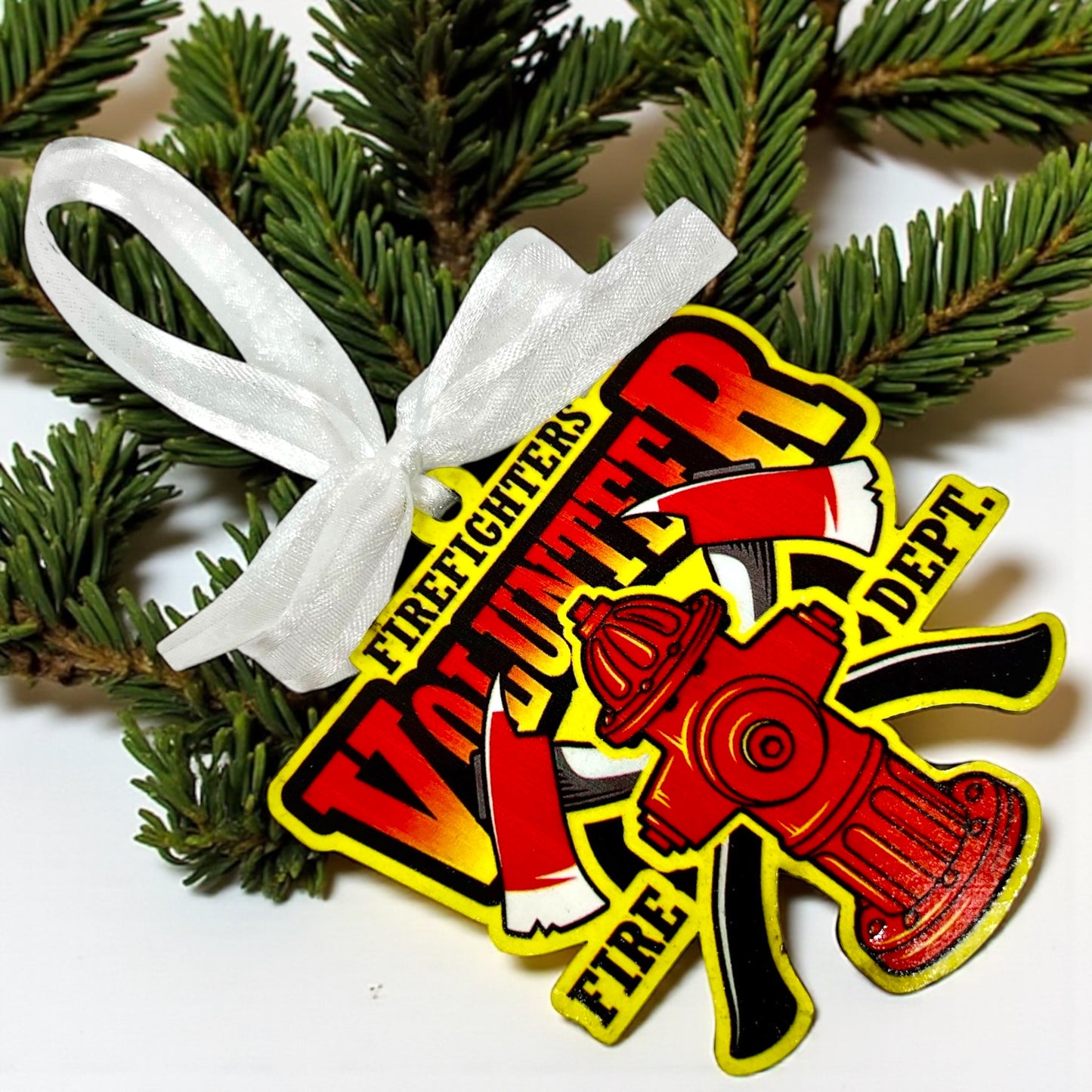 Firefighters Volunteer - Fire Dept Sublimation Ornament
Ignite Your Holiday Spirit!
