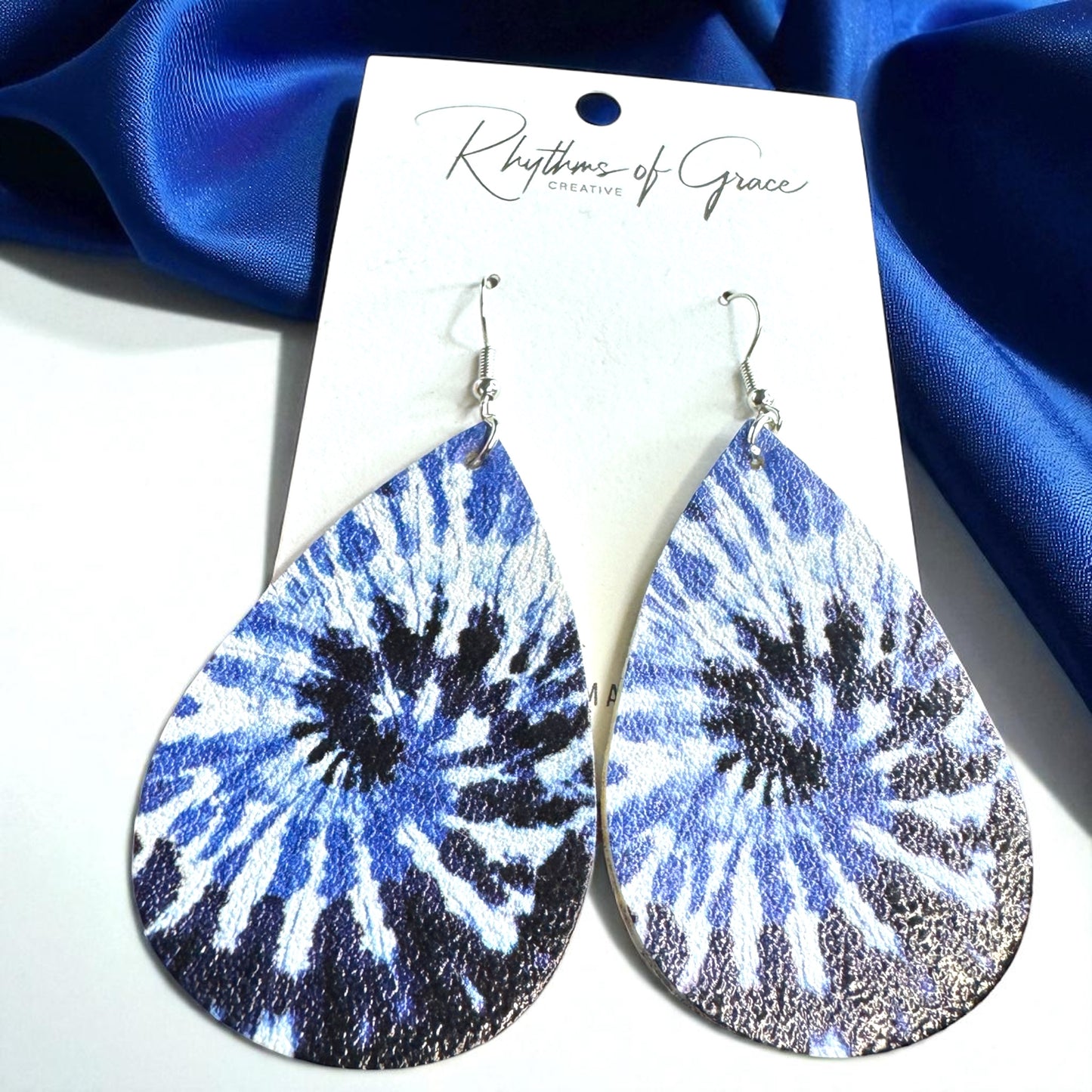 Blue Tie Dyed Teardrop Earrings – Chill Vibes Only 💙