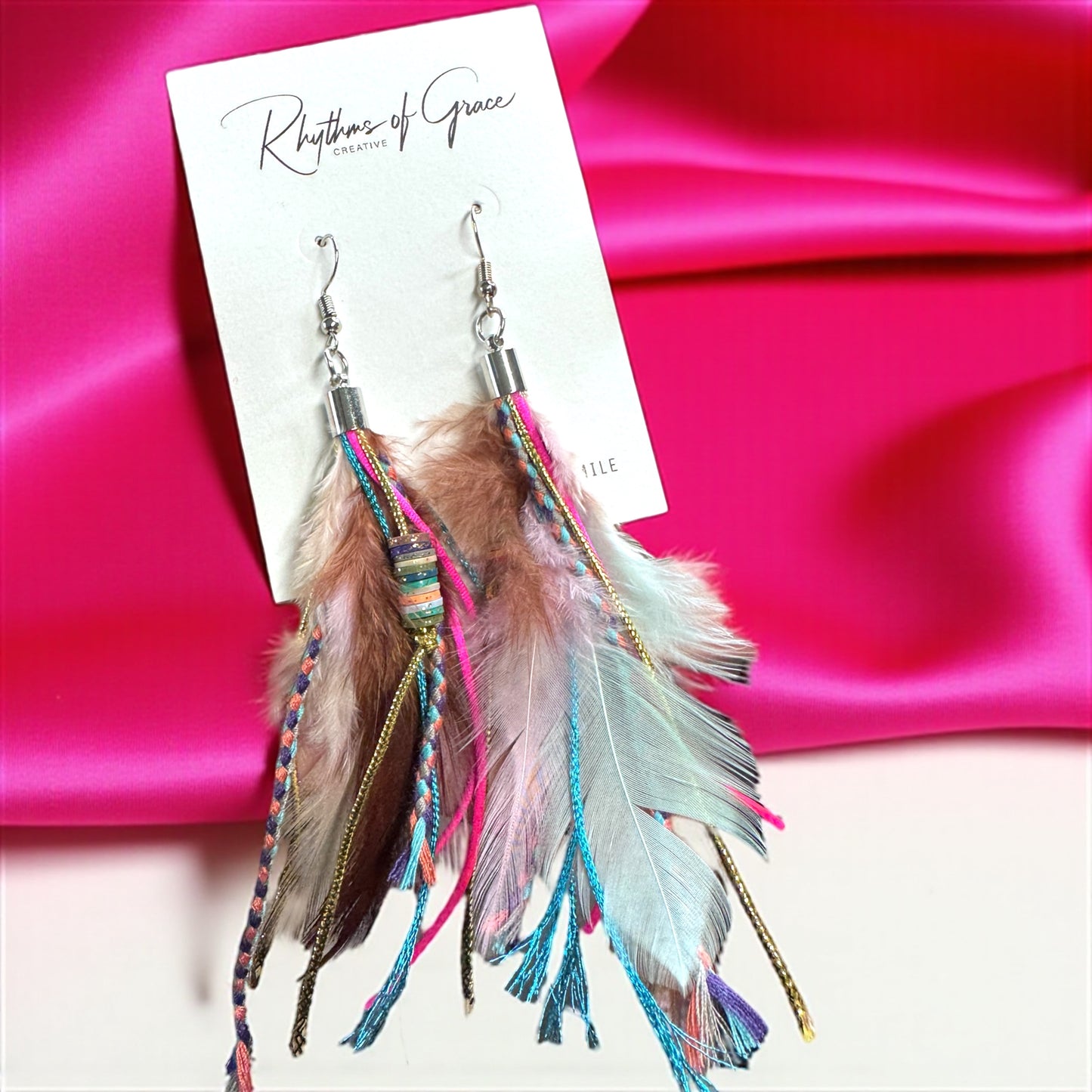Colorful Boho Chic Feather & Beaded Tassel Dangle Earrings – Two Gorgeous Color Combos!