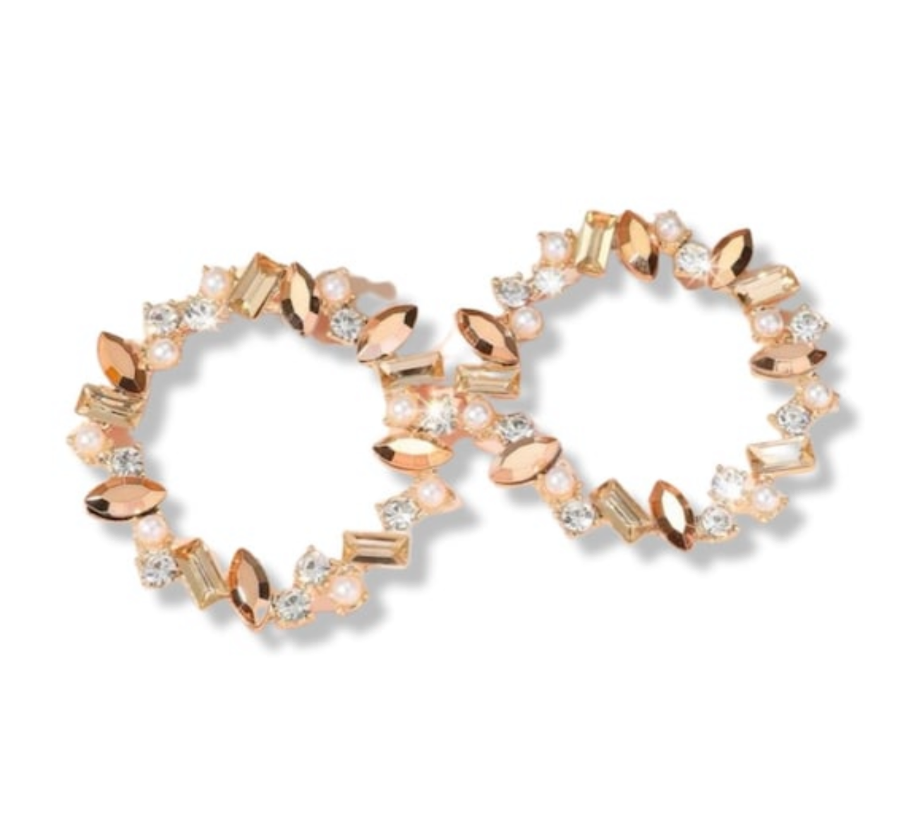 Stunning Champagne Colored Rhinestone Earrings