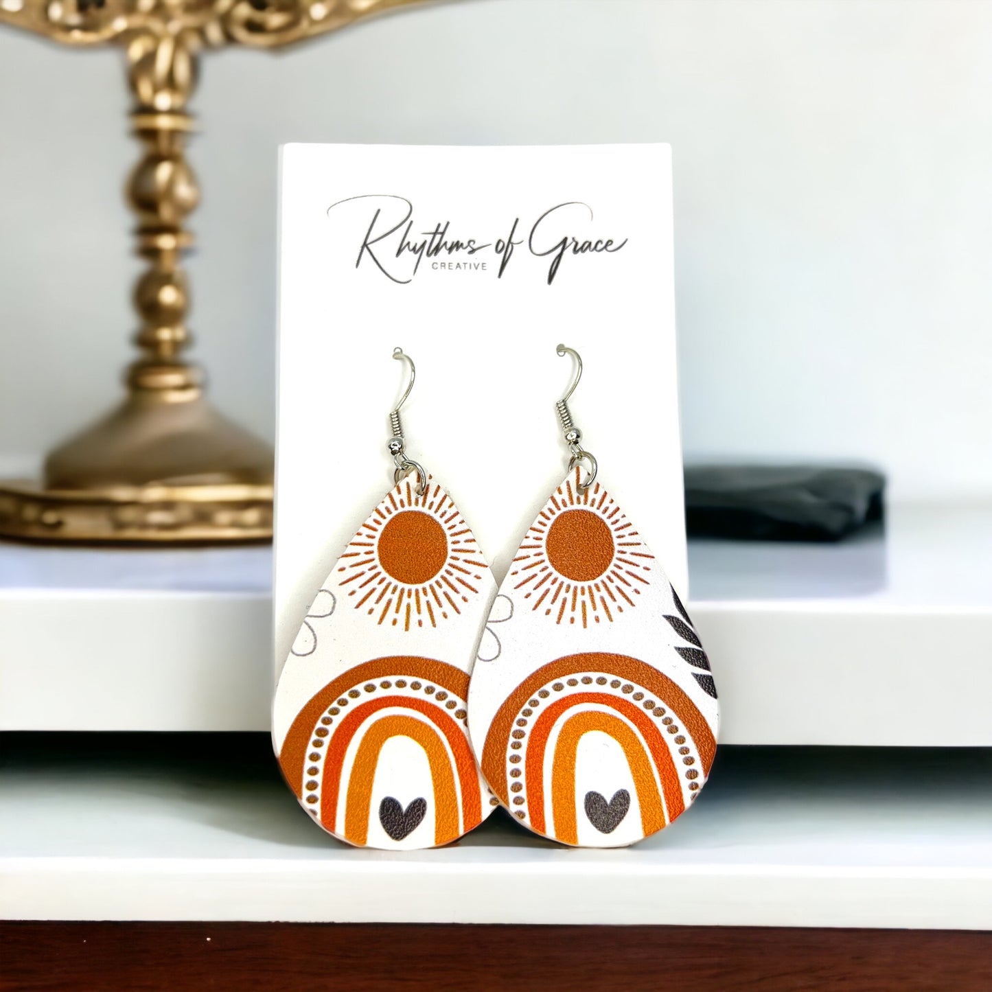 Earth Tones Earrings - Neutral Earrings, Boho Chic, Teardrop Earrings, Bohemian Style - Rhythms of Grace Creative