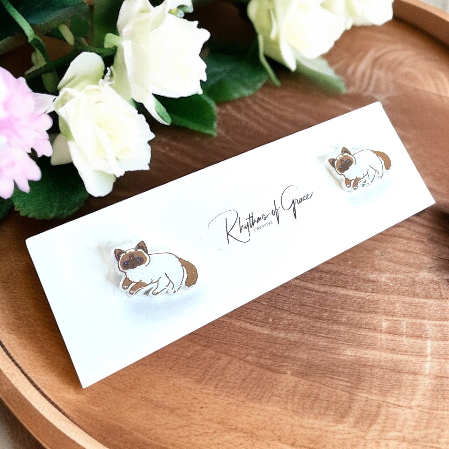 Purr-fectly Chic Siamese Cat Stud Earrings