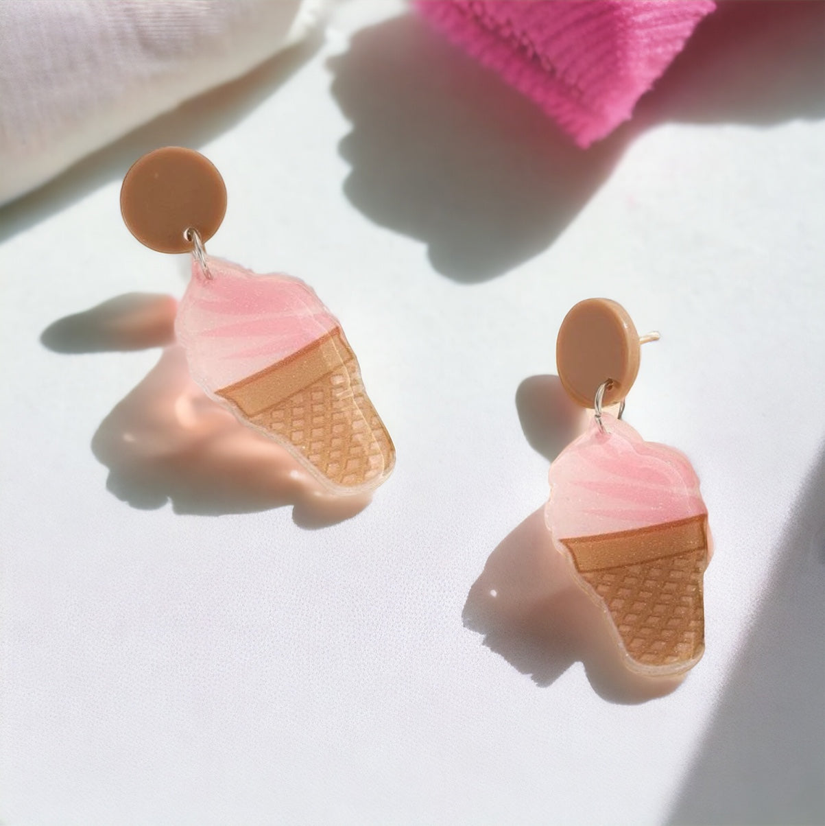 Ice Cream Earrings - Ice Cream Cone, Birthday Earrings, Handmade Jewelry, Ice Cream Jewelry, Food Earrings