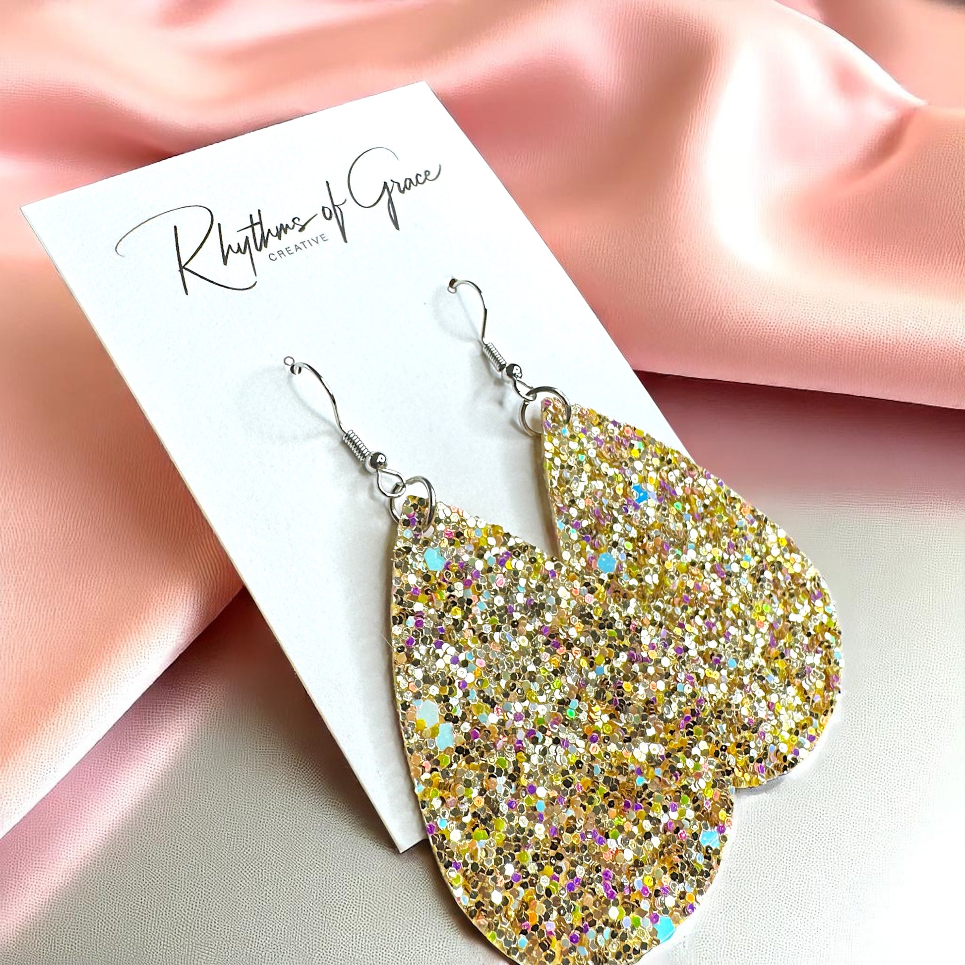 Sparkle & Shine: Glitter Teardrop Dangle Earrings ✨ - Rhythms of Grace Creative