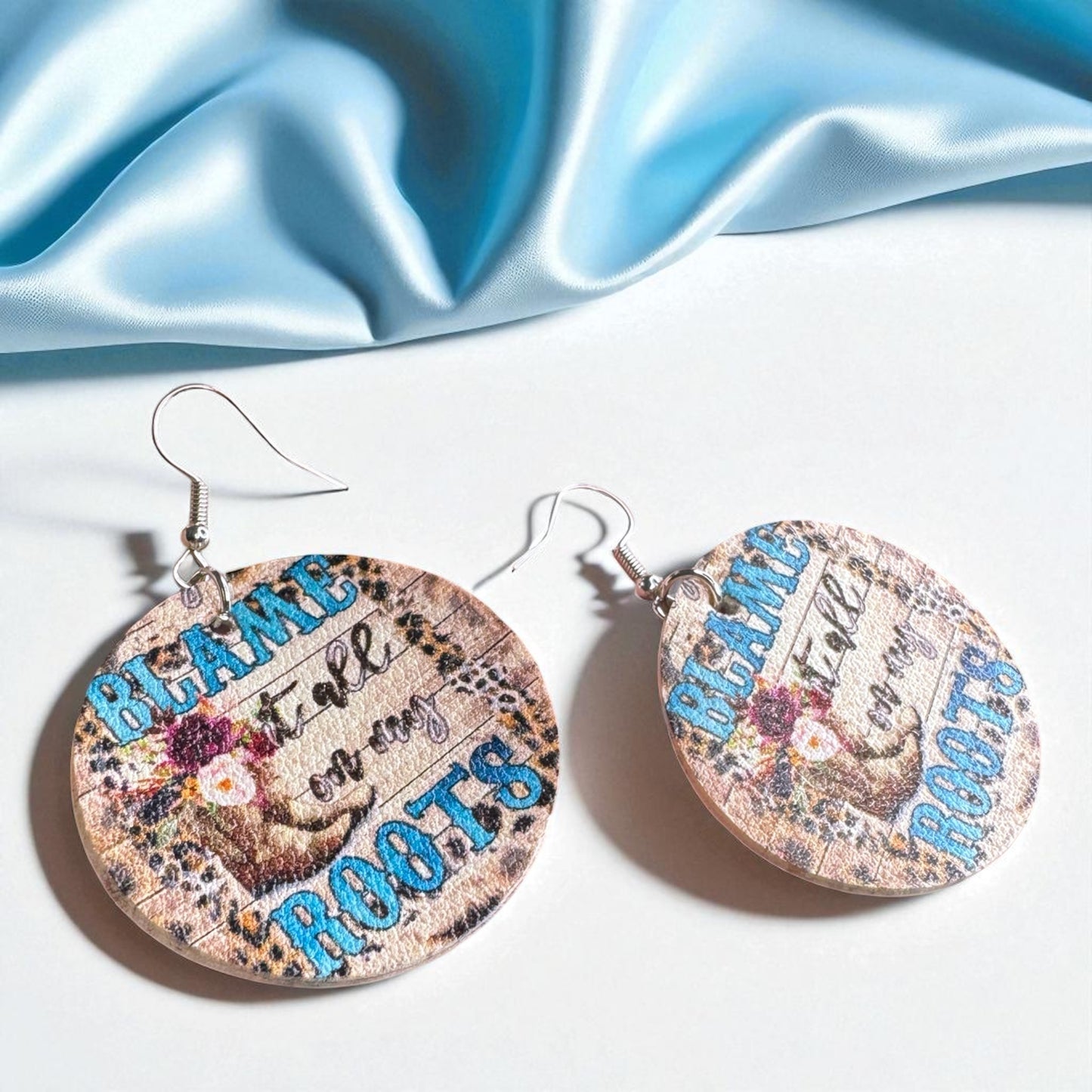 Blame It All On My Roots: Floral Cowgirl Boot Western Dangle Earrings