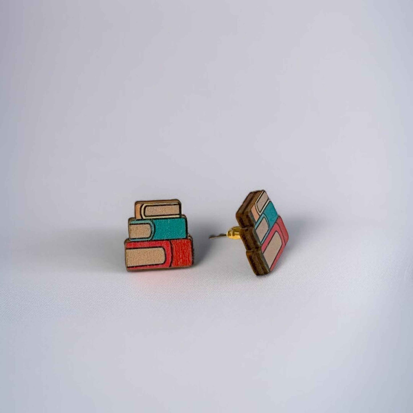 Stack of Books Stud Earrings - Perfect for Book Lovers! 📚